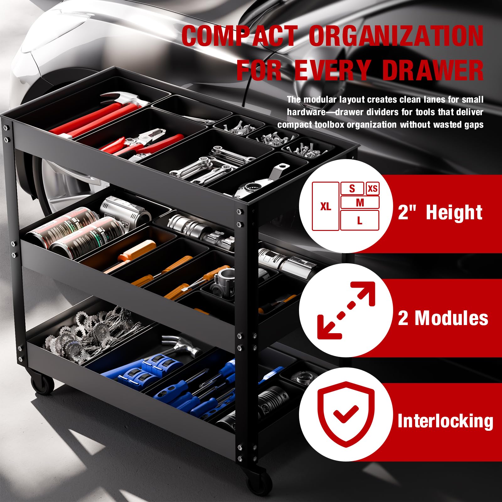 16 PCS Small Parts Tool Box Organizer Trays (16 Count)