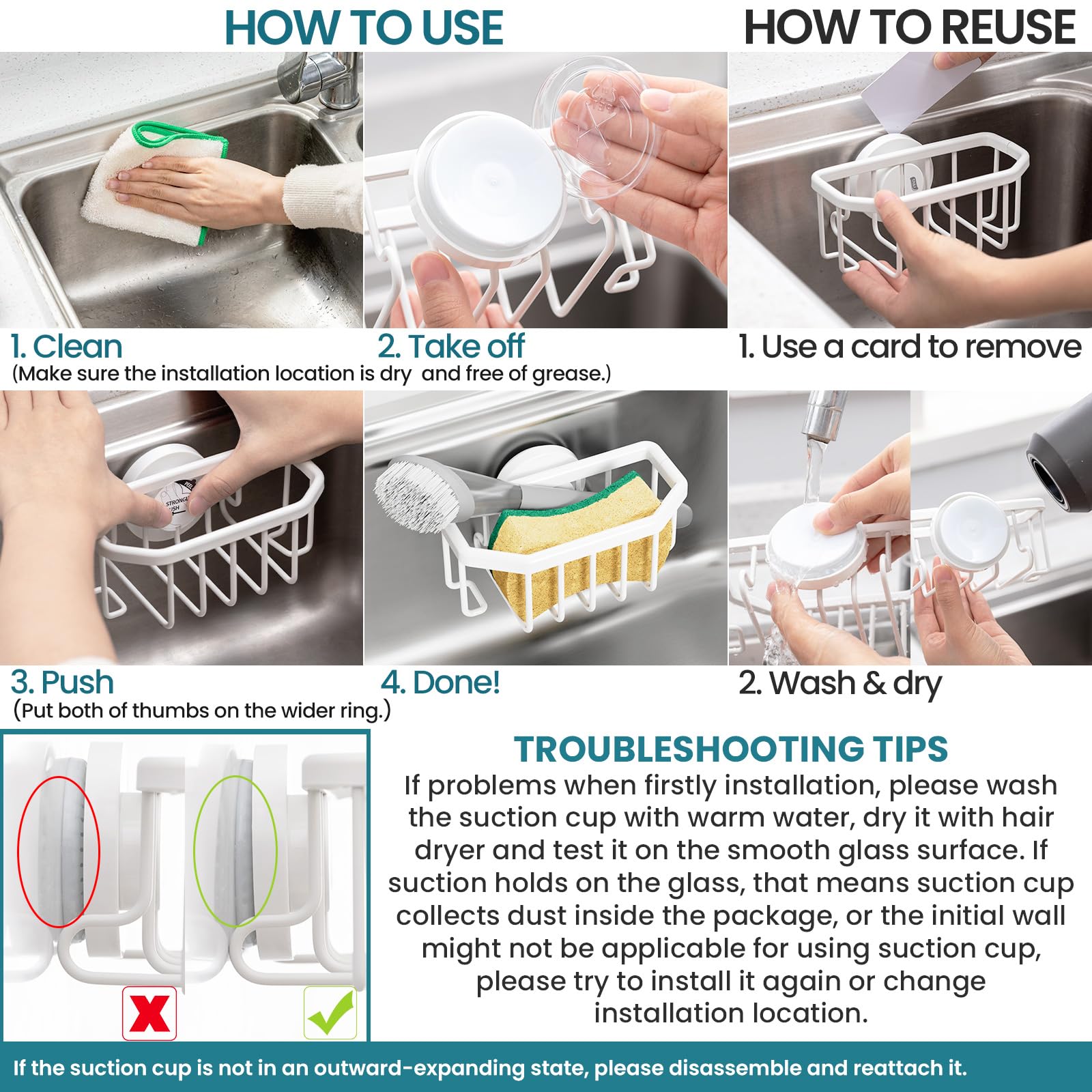 Sponge Holder for Kitchen Sink with Suction Cup