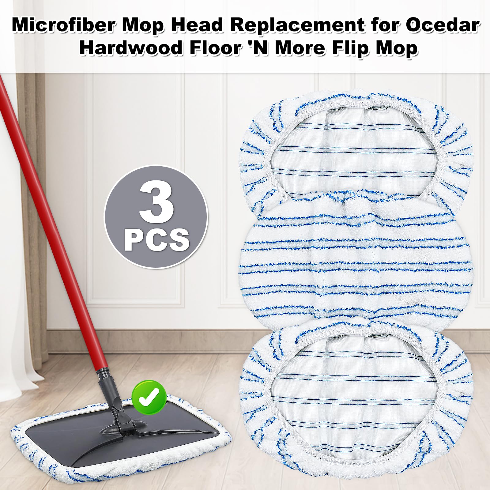 Mop Heads Replacements for Ocedar Hardwood Floor 'N More Microfiber Mop (3 Count)