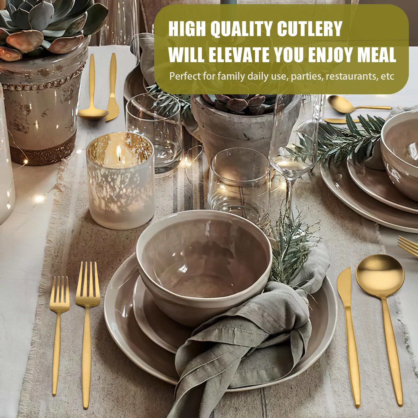 20 Piece Gold Silverware Set for 4