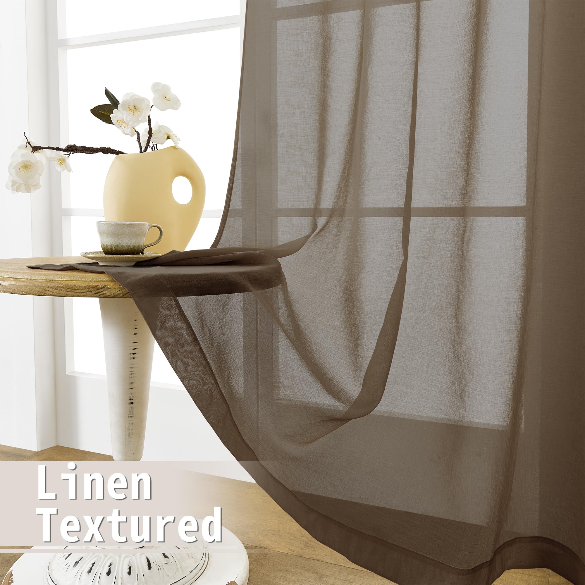 Sheer Door Curtain Closet Linen Textured Curtains Sheer Doorway Light Filtering Voile Patio Glass Doors Rod Pocket Curtain French Door
