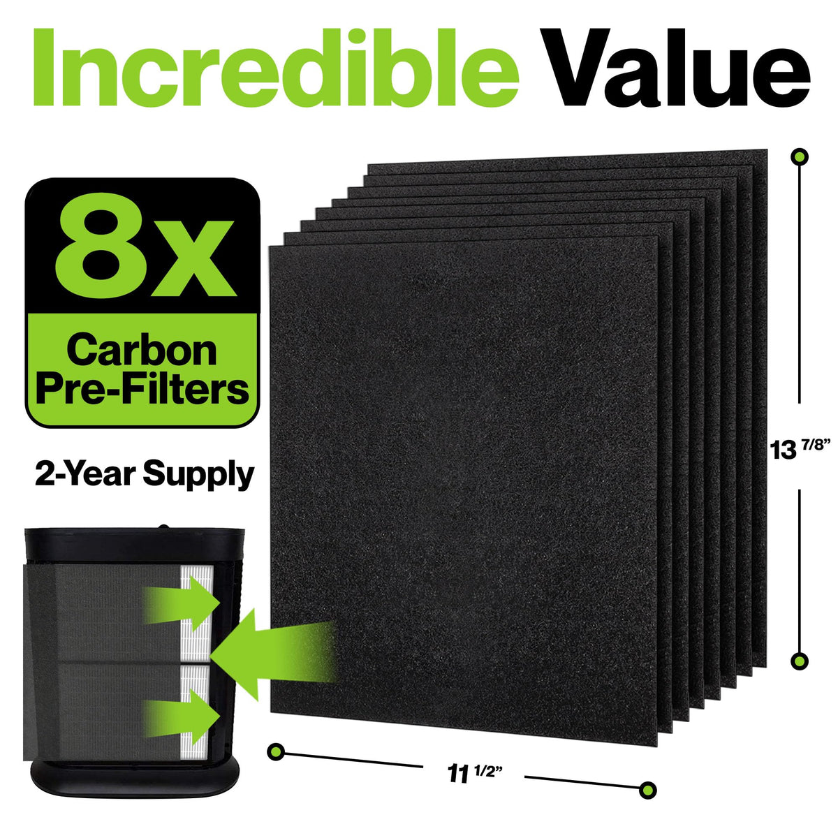 8 Pack Replacement Prefilter for Honeywell HPA200 (8 Count)