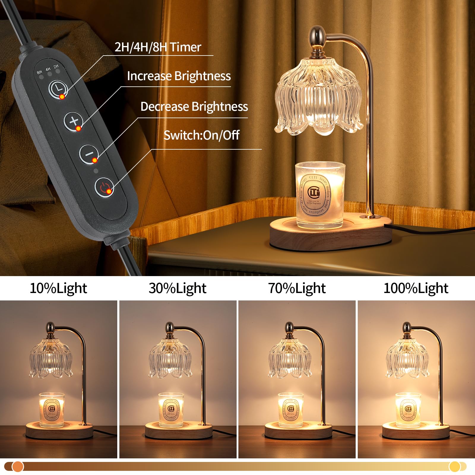 Candle Warmer Lamp with Timer and Dimmer