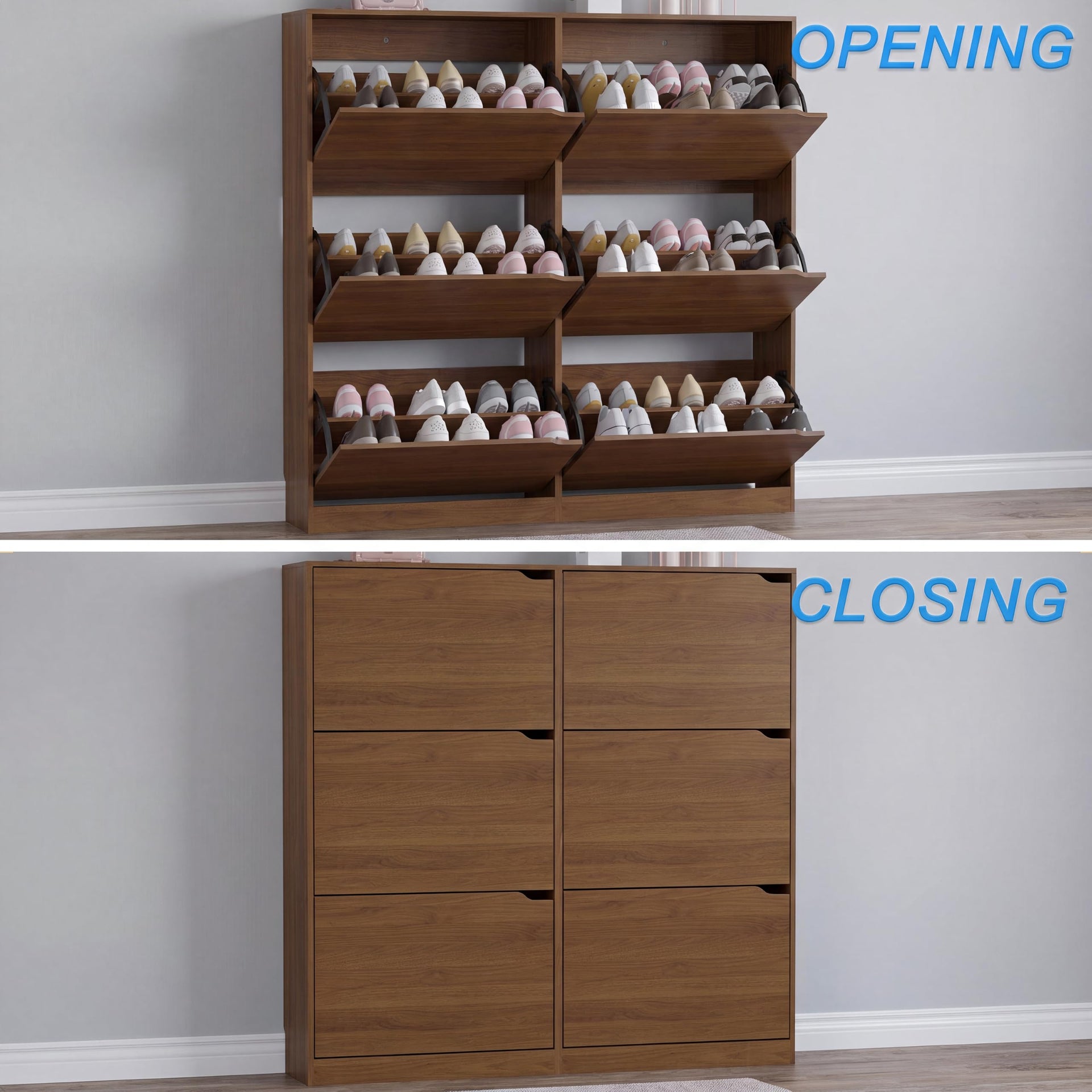 Shoe Cabinet with 6 Flip Drawers