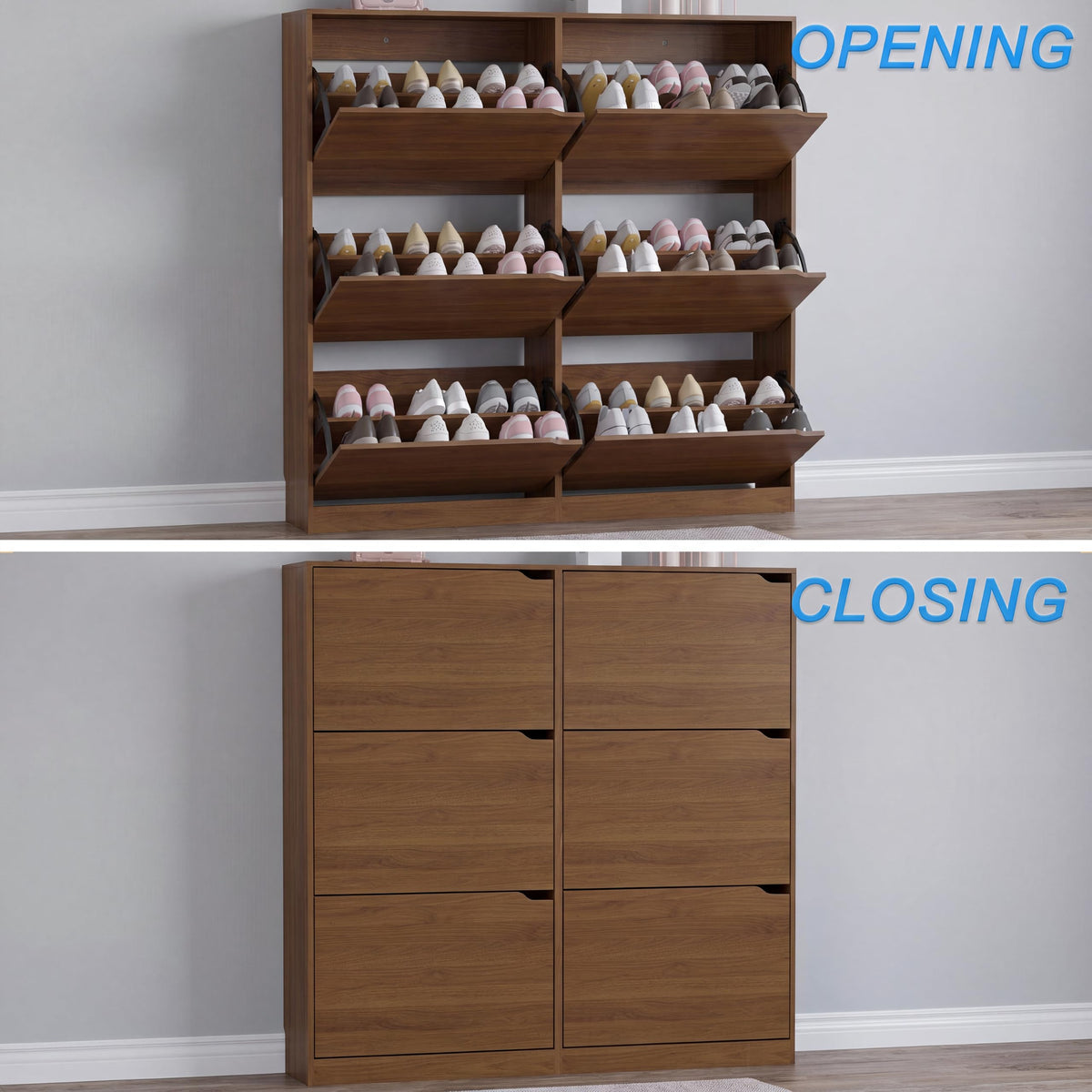 Shoe Cabinet with 6 Flip Drawers