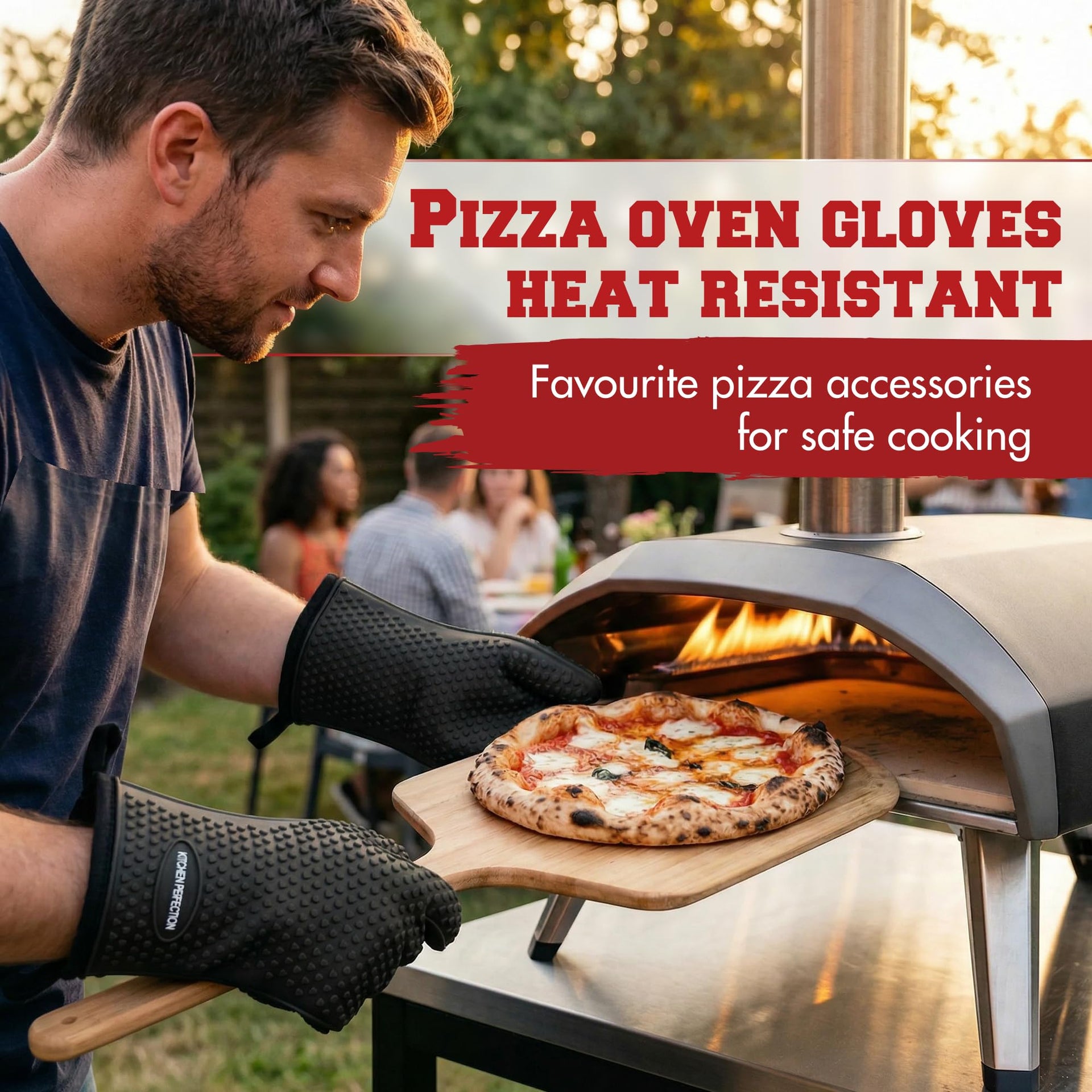 XL Silicone Pizza Oven Gloves Heat Resistant Oven Mitts