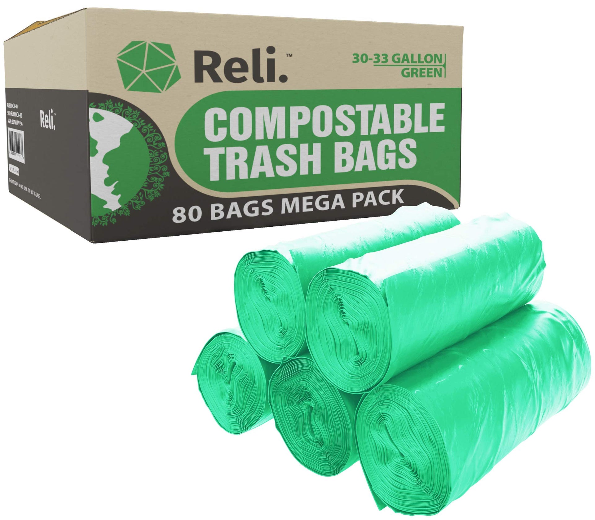 Compostable 33 Gallon Trash Bags (80 Count)