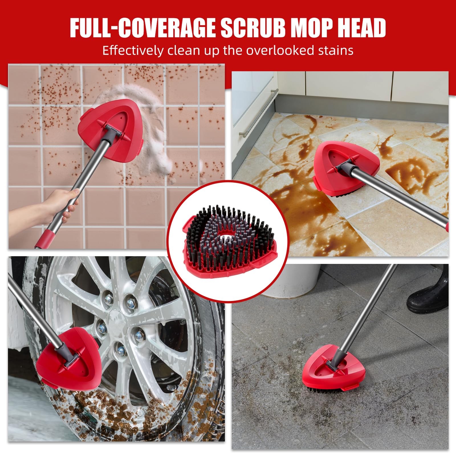 3 Piece Upgrade Scrub Brush Attachment & Base Compatible with O Cedar EasyWring 1 (3 Count)