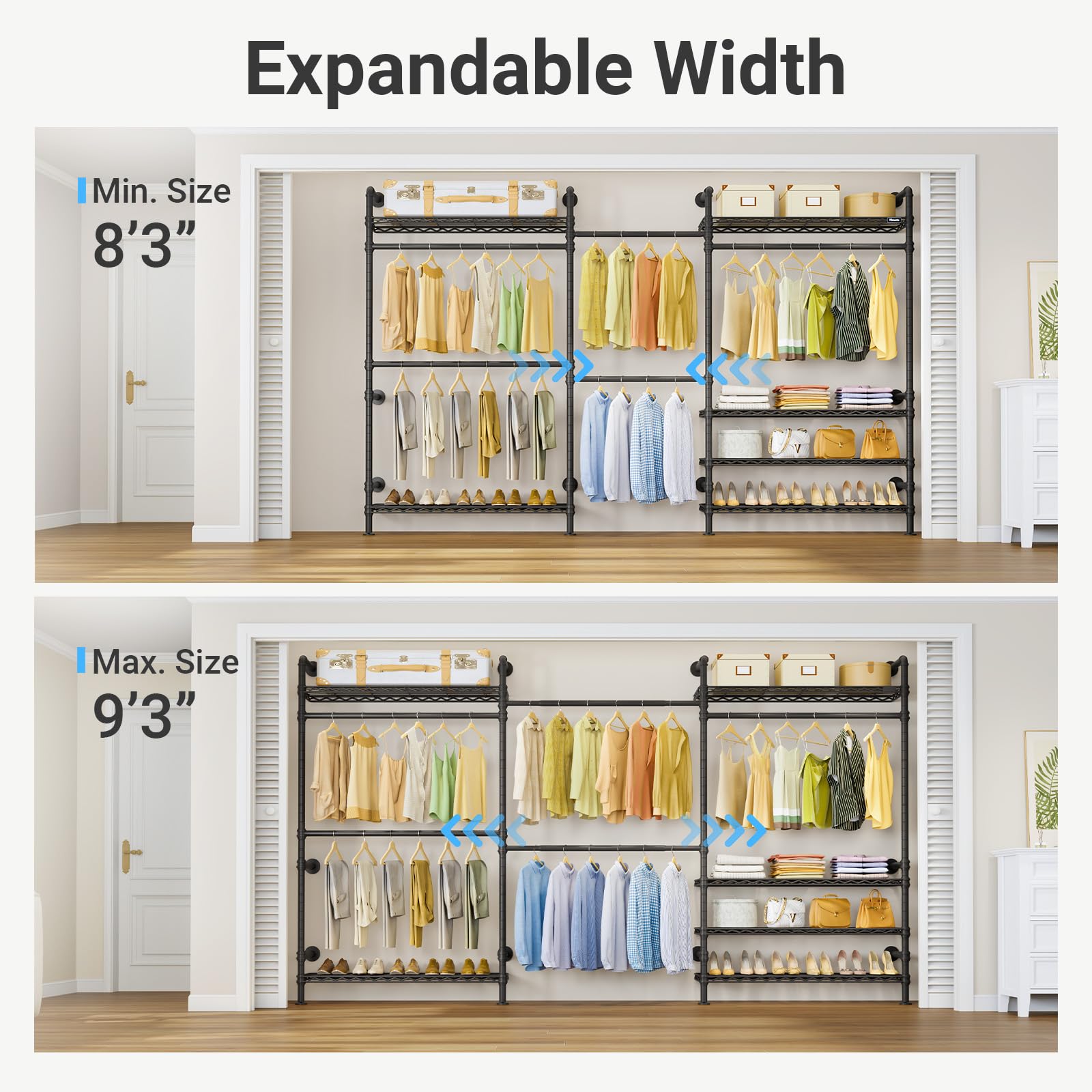 F3 Plus Wall Mounted Clothes Rack Industrial Pipe Clothing Rack for Hanging Clothes