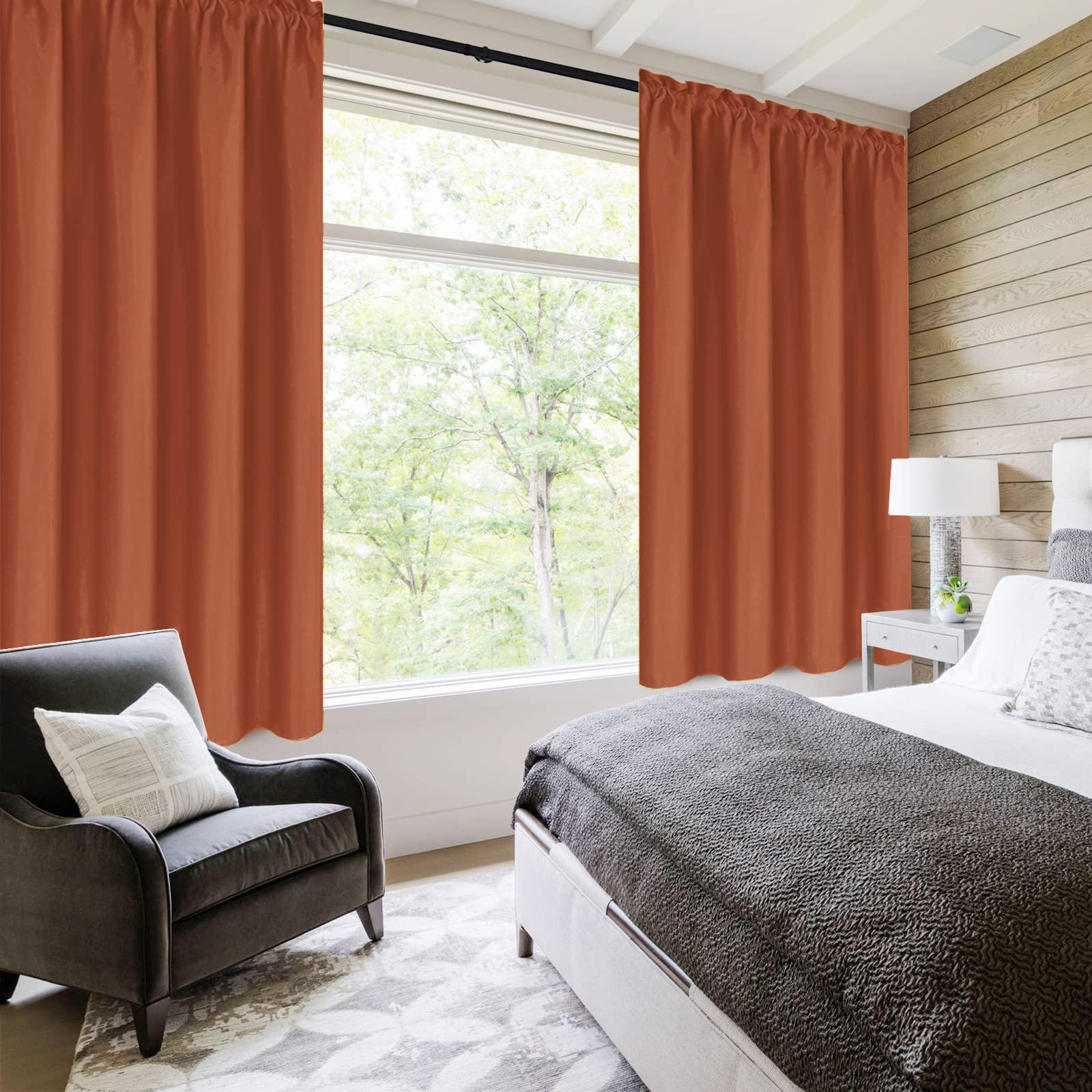 Blackout Curtains for Bedroom Living Room 38 x 63 Inch Long 2 Panels (2 Count)