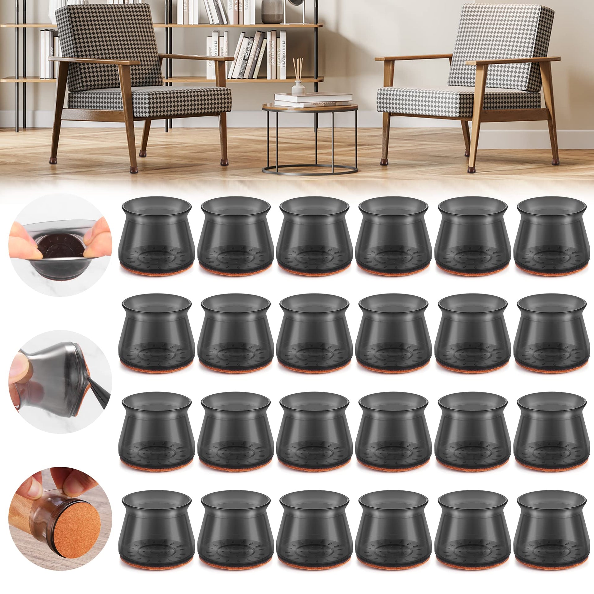 24PCS Upgraded Silicone Chair Leg Floor Protectors for Hardwood Floors (24 Count)