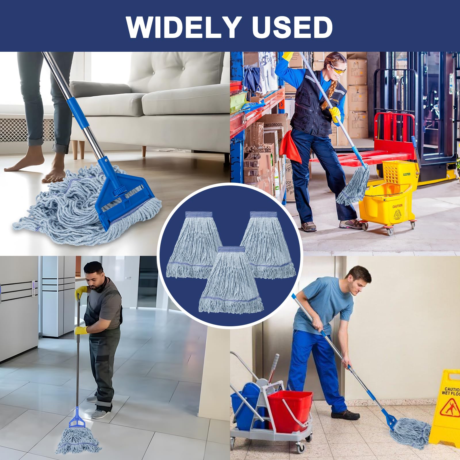 3 Pack Heavy Duty Commercial Mop Head Replacement - ModHome Supplies