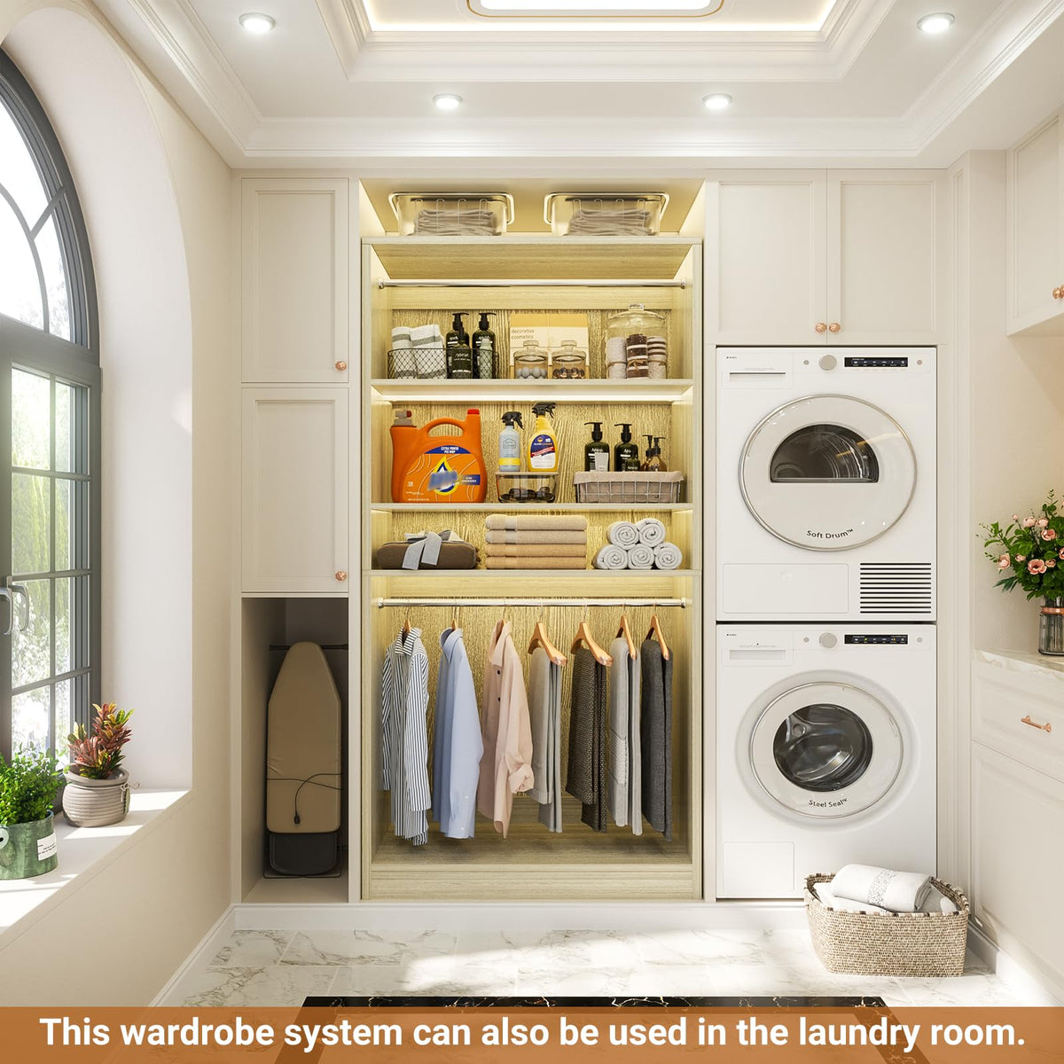 3FT Freestanding Closet System with 2 Hanging Rods & Adjustable Shelve