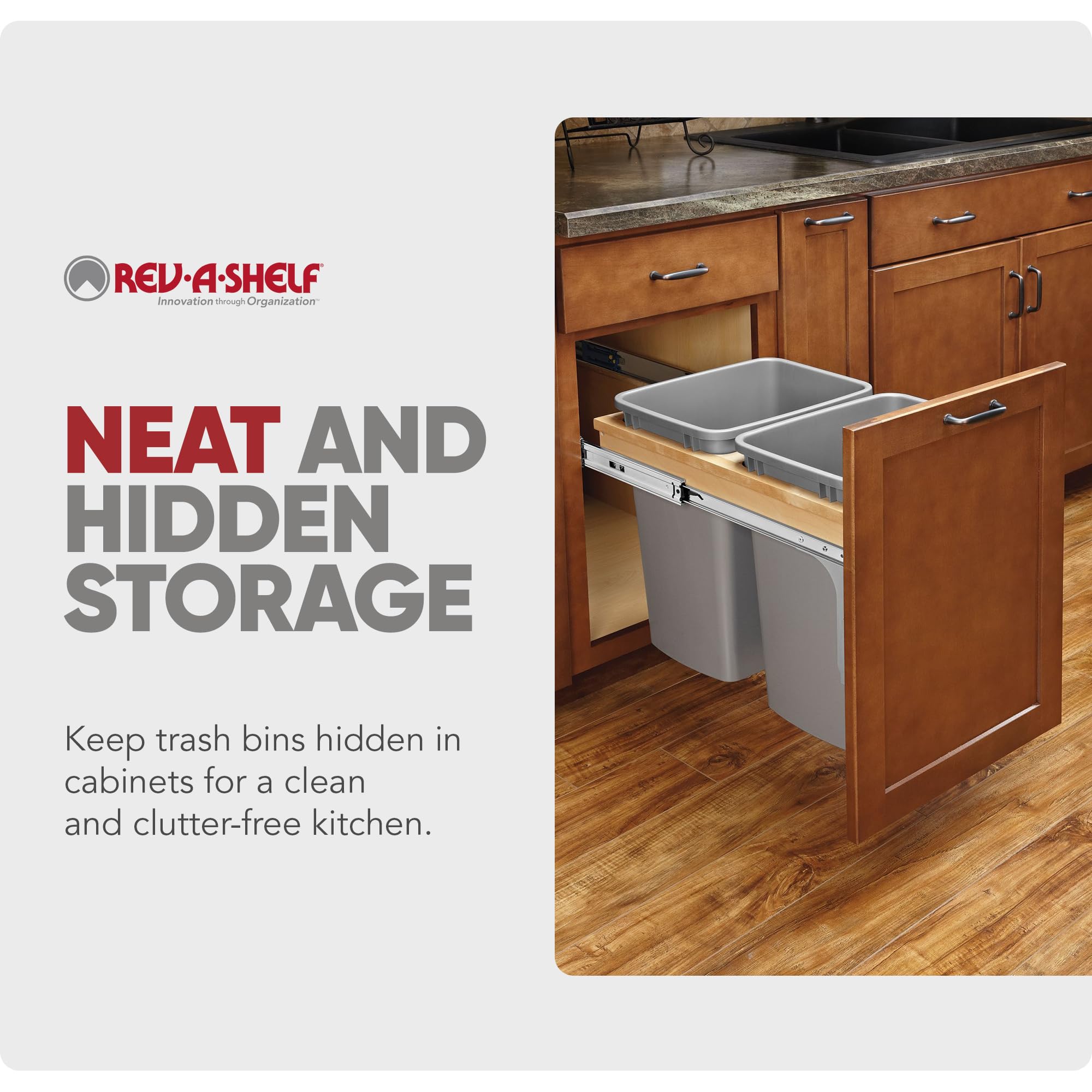 27 Qt Top Mount Double Pullout Under Cabinet Kitchen Trash Cans w