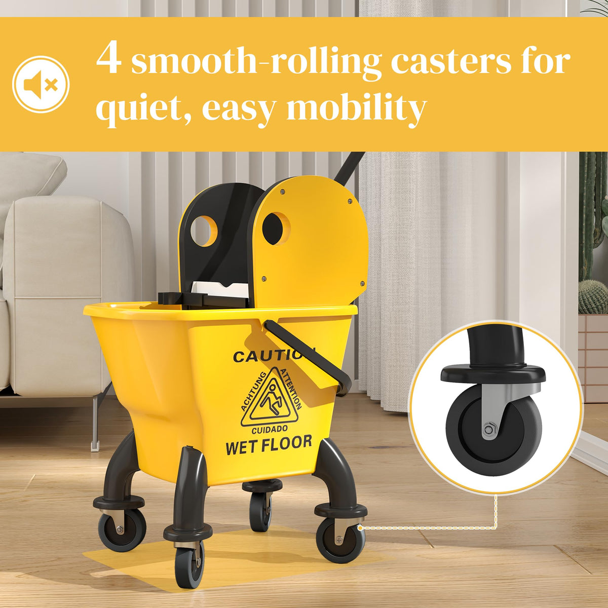 Mop Bucket with Wringer on Wheels