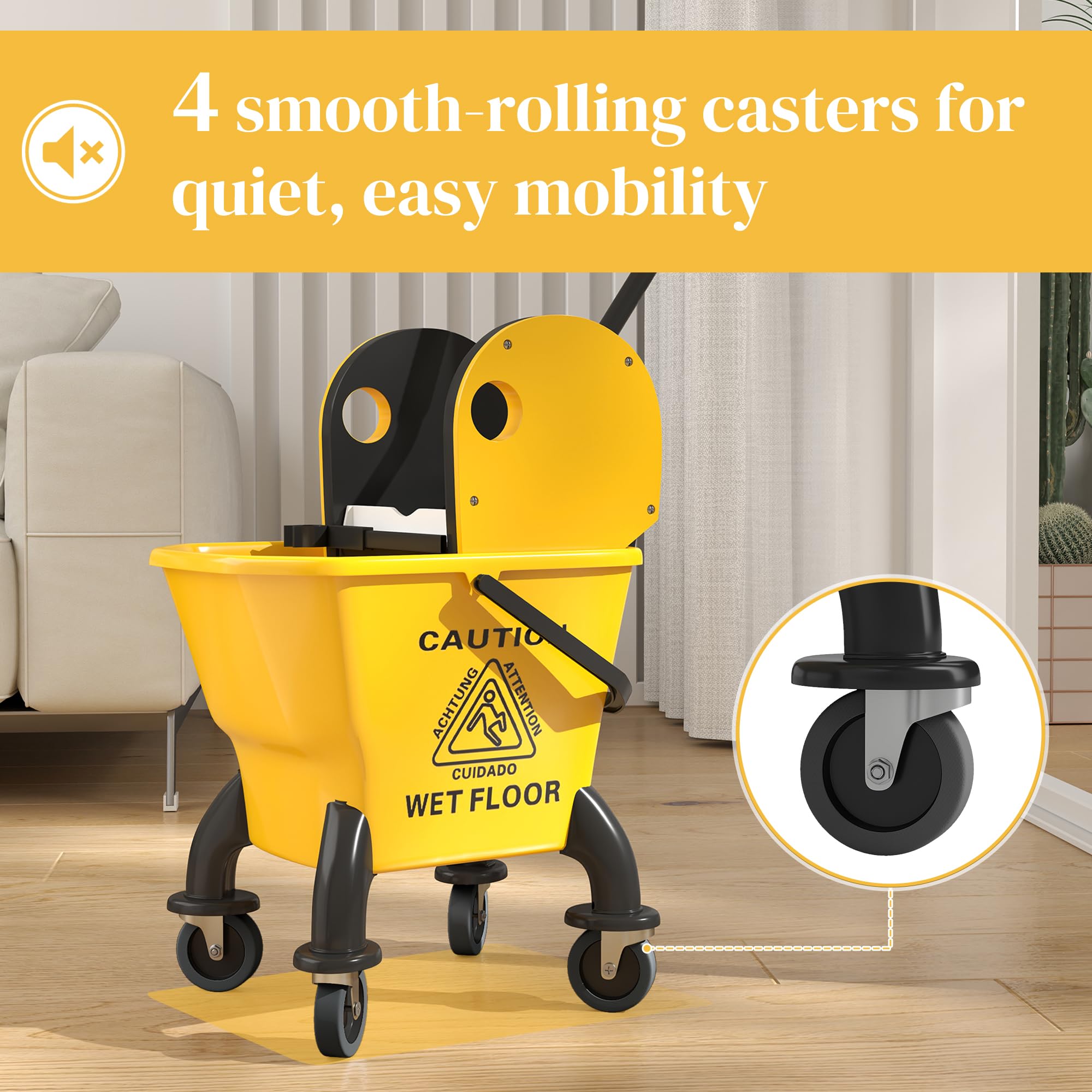 Mop Bucket with Wringer on Wheels