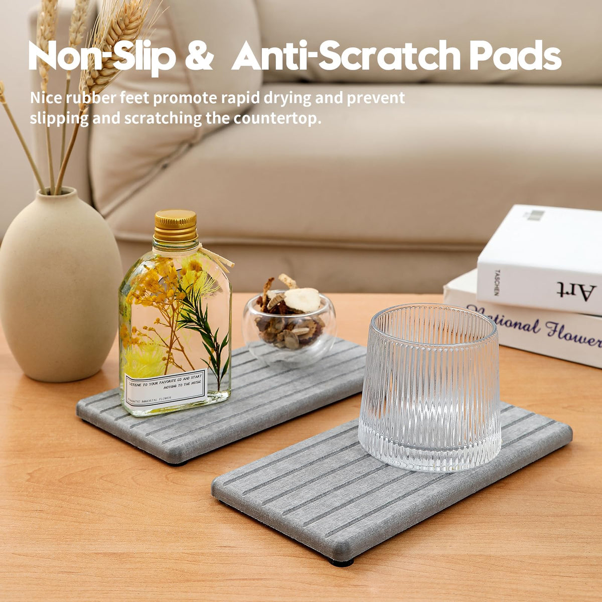 2PCS Instant Dry Diatomite Stone Counter Makeup Tray Organizer (2 Count)