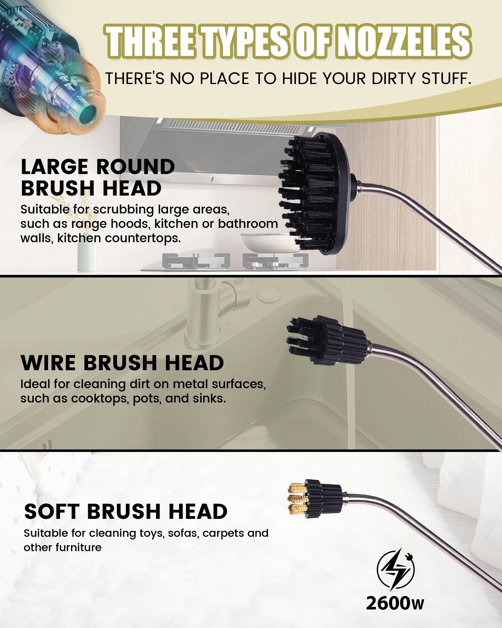 1700W Tankless Handheld Steam Cleaner with 7 Brushes 20s Heating to 239℉ Pressurized Portable Steam Cleaner