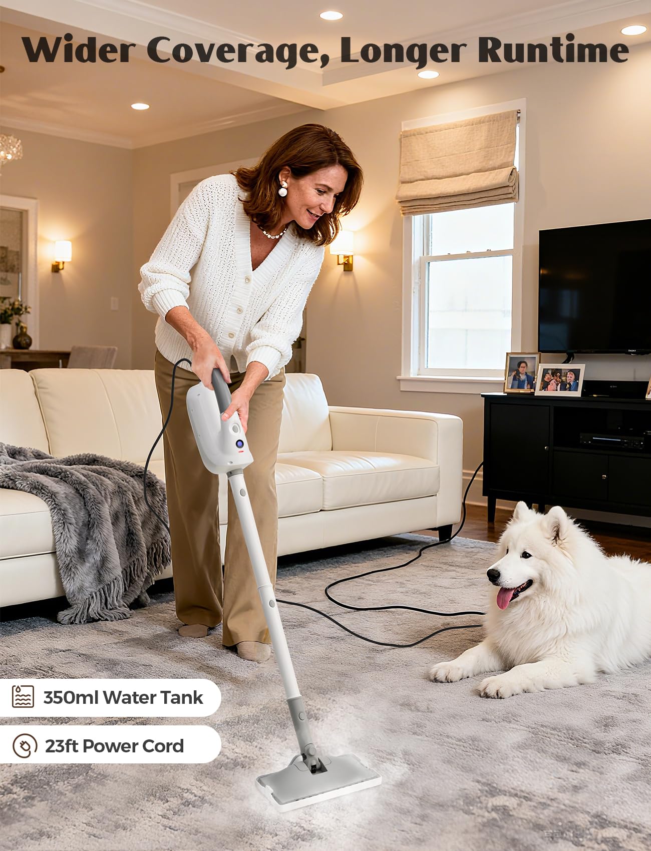 10-in-1 Steam Mop, Detachable Handheld Steam Cleaner, Multi & Up Steamer for Cleaning with 350ml Tank,10s Heat-Up, 23Ft Cord, 248°F 1200W Powerful Floor Steam Mop for Hardwood Floors, Grout, Carpet