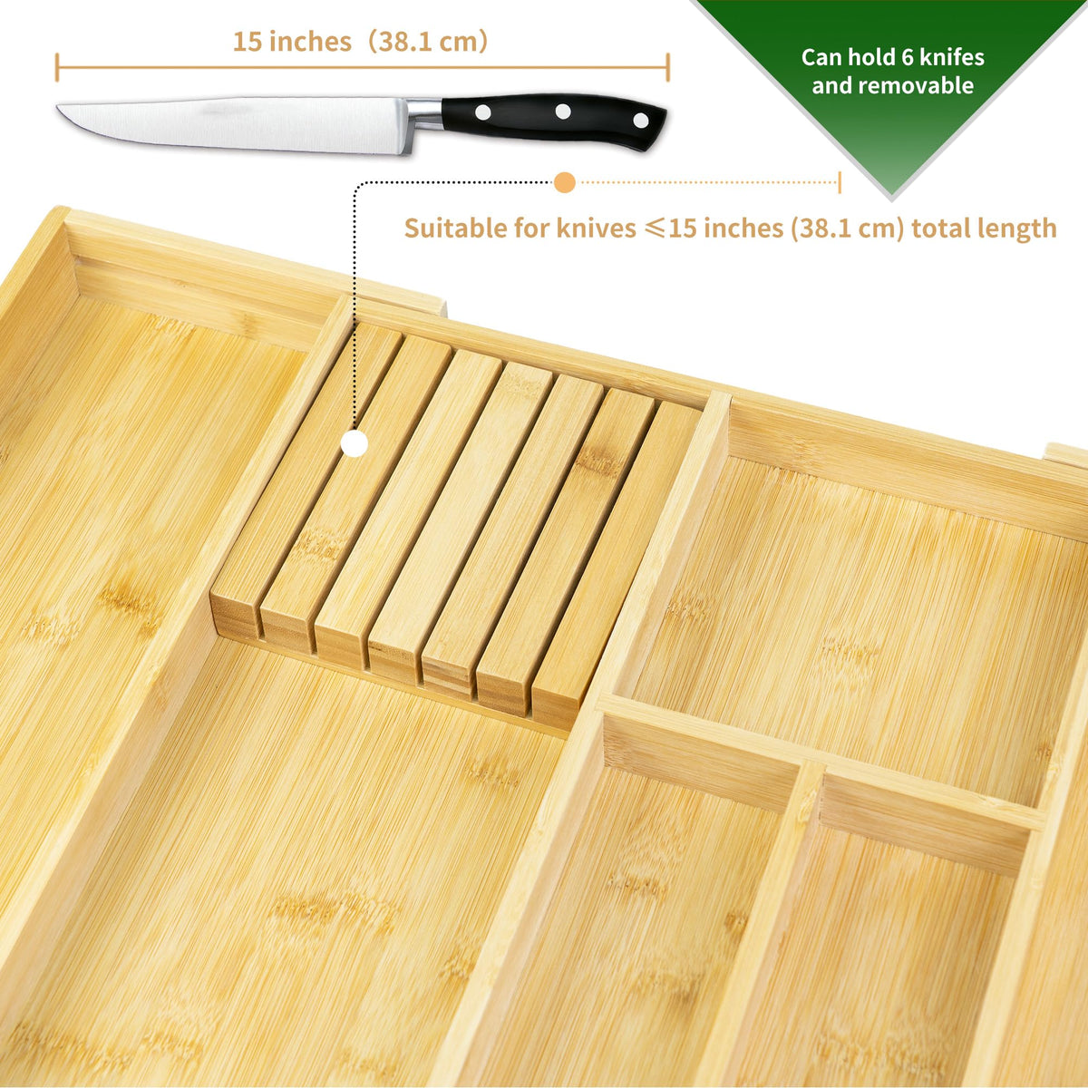 Bamboo Silverware Drawer Organizer