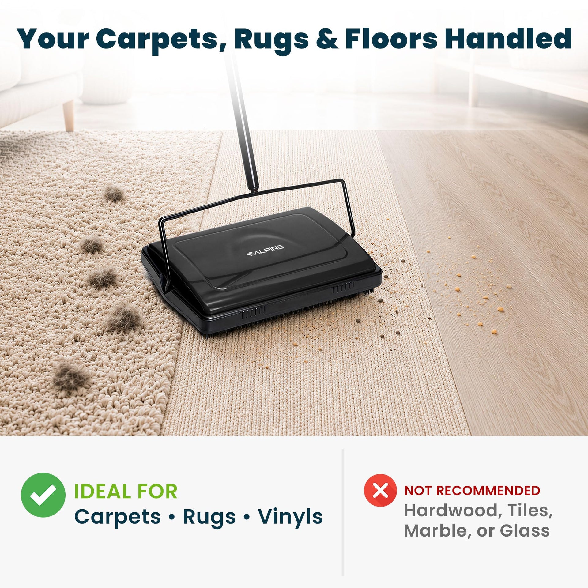 Manual Carpet Sweeper Triple Brush