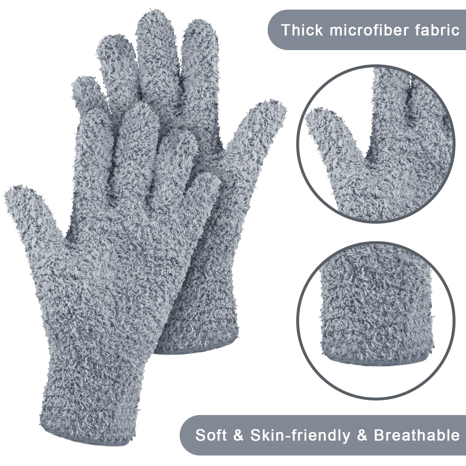 3 Pairs Microfiber Dusting Gloves for Plants Leaf (3 Count)