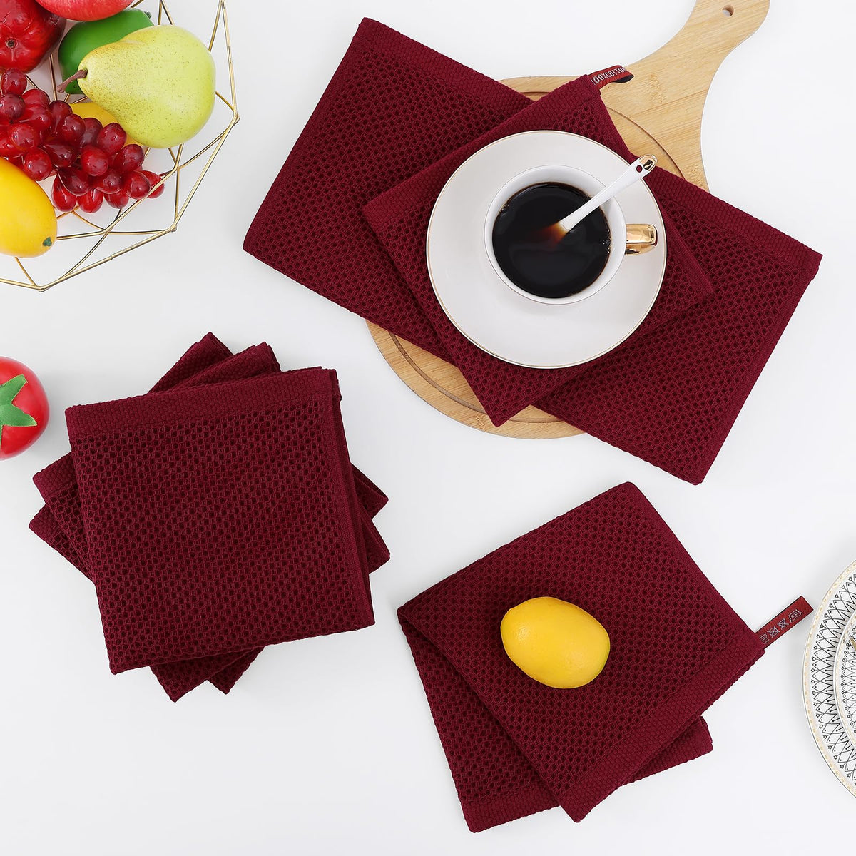 100% Cotton Waffle Weave Kitchen Dish Cloths 8 (8 Count)