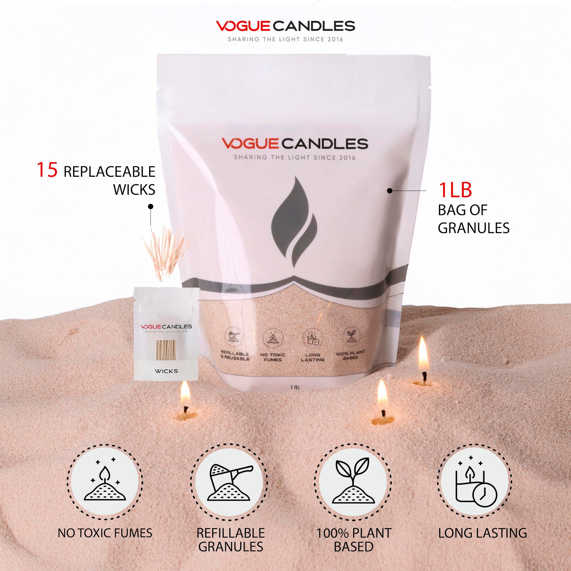 Vogue Candles Nude Pearled Candle Sand Wax (16 Ounce)
