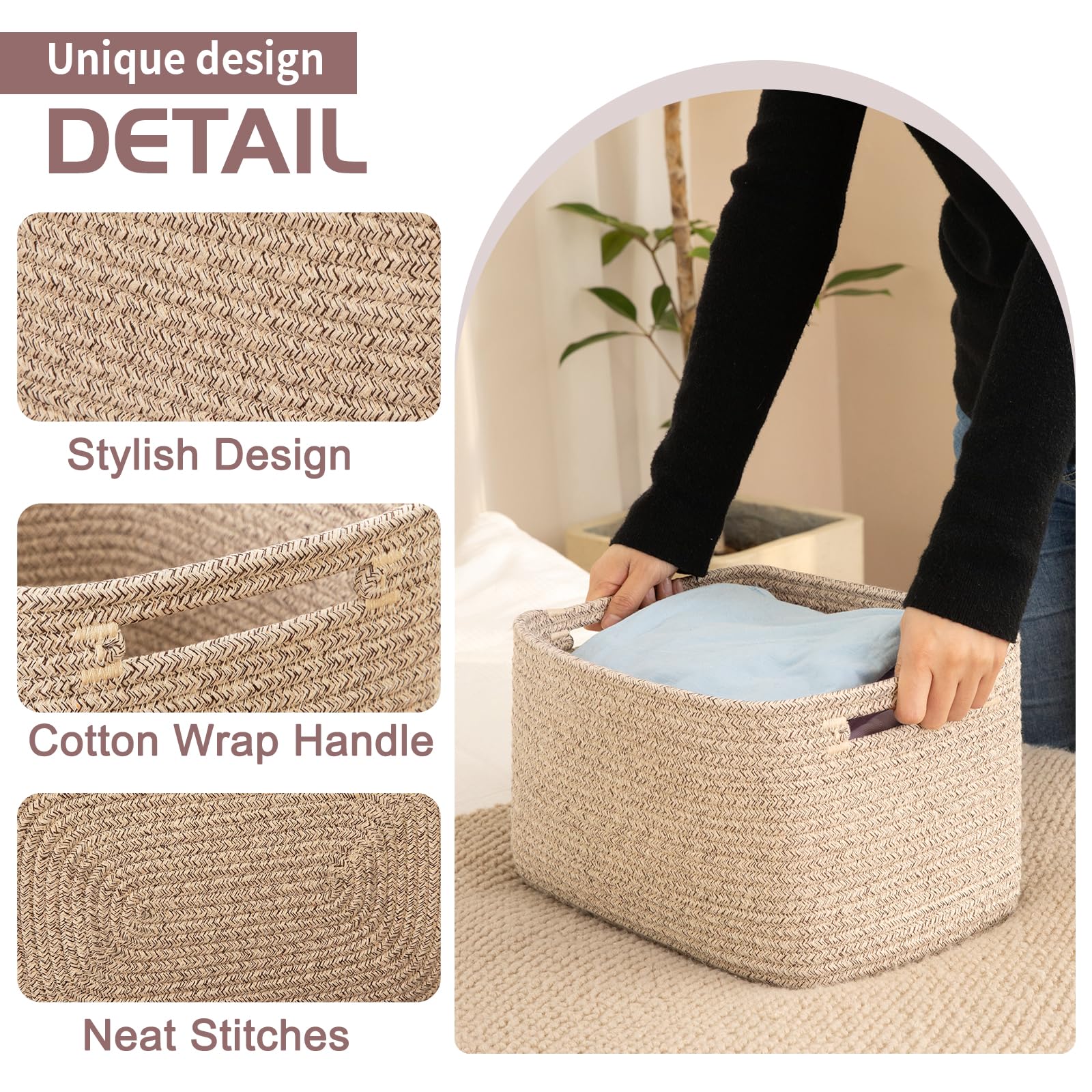 4 Pack Storage Baskets for Organizing (4 Count)