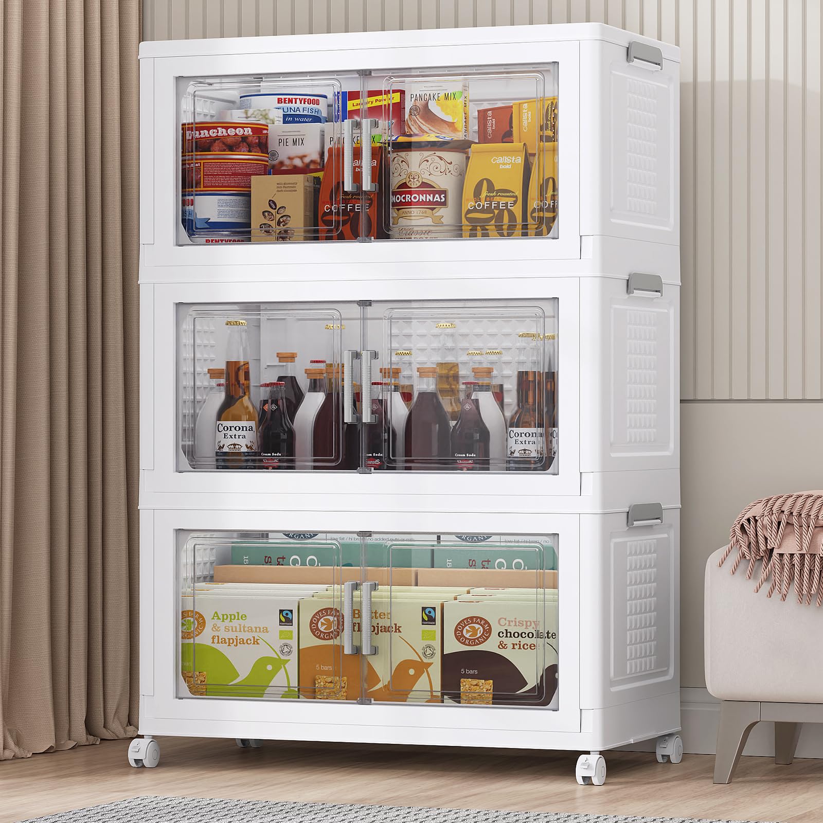 324 Qt Stackable Storage Bins Foldable Cabinet (3 Count)