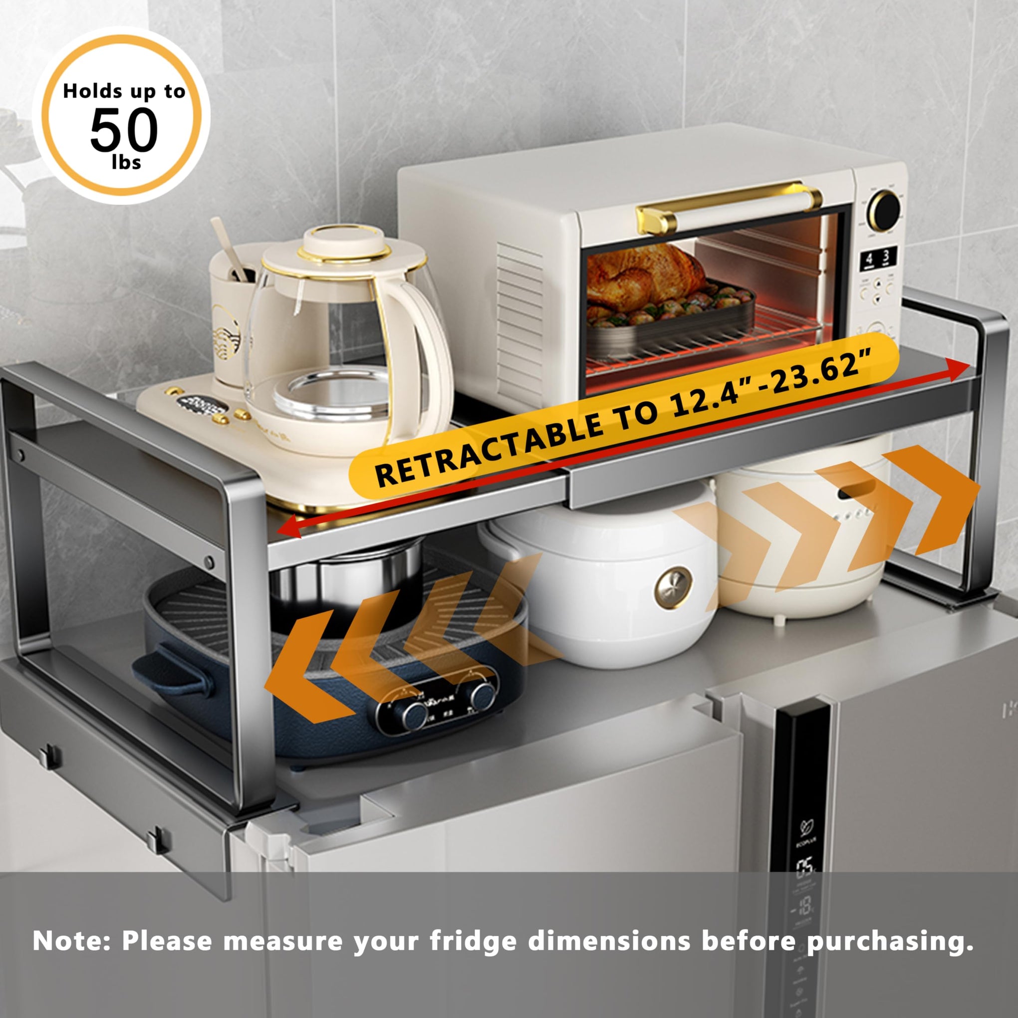Adjustable Over The Fridge Organizer Side Magnetic Spice Rack