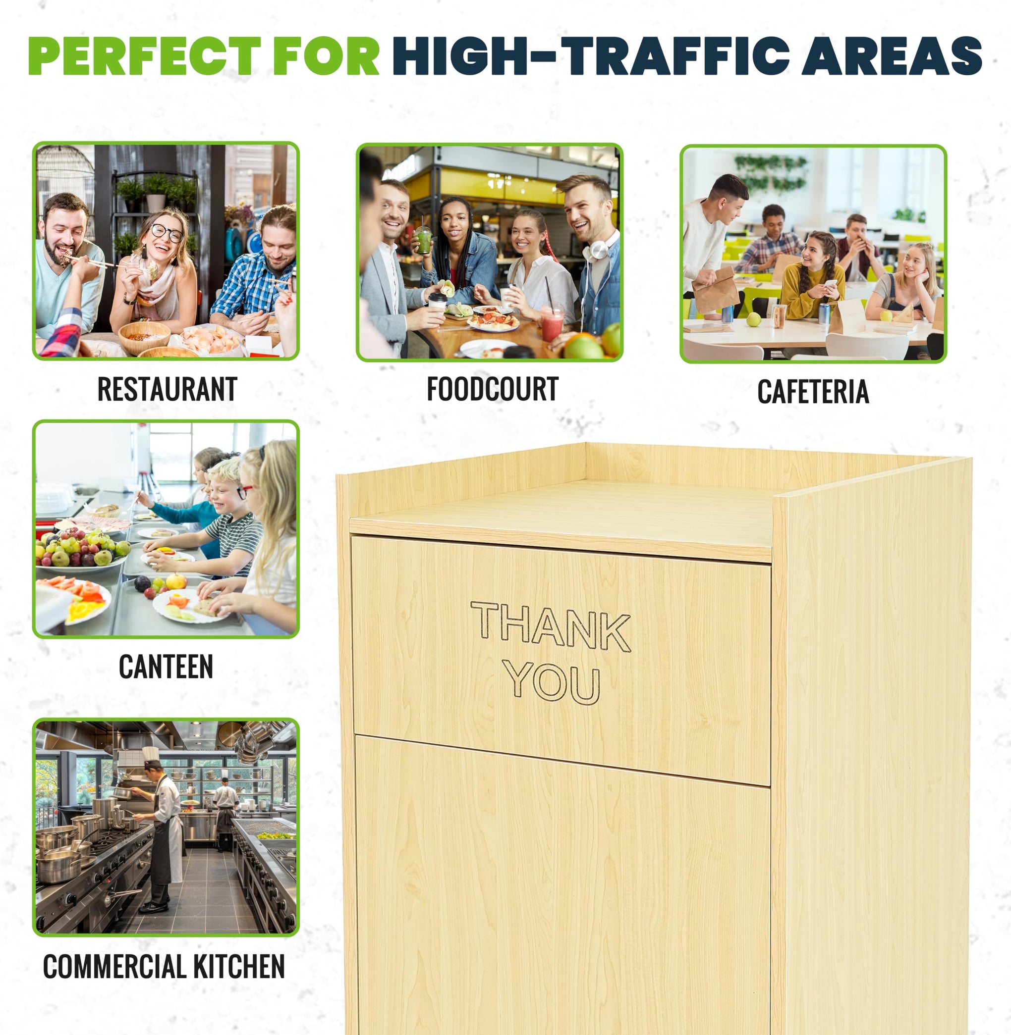 Restaurant Trash Can Cabinet with Tray Holder