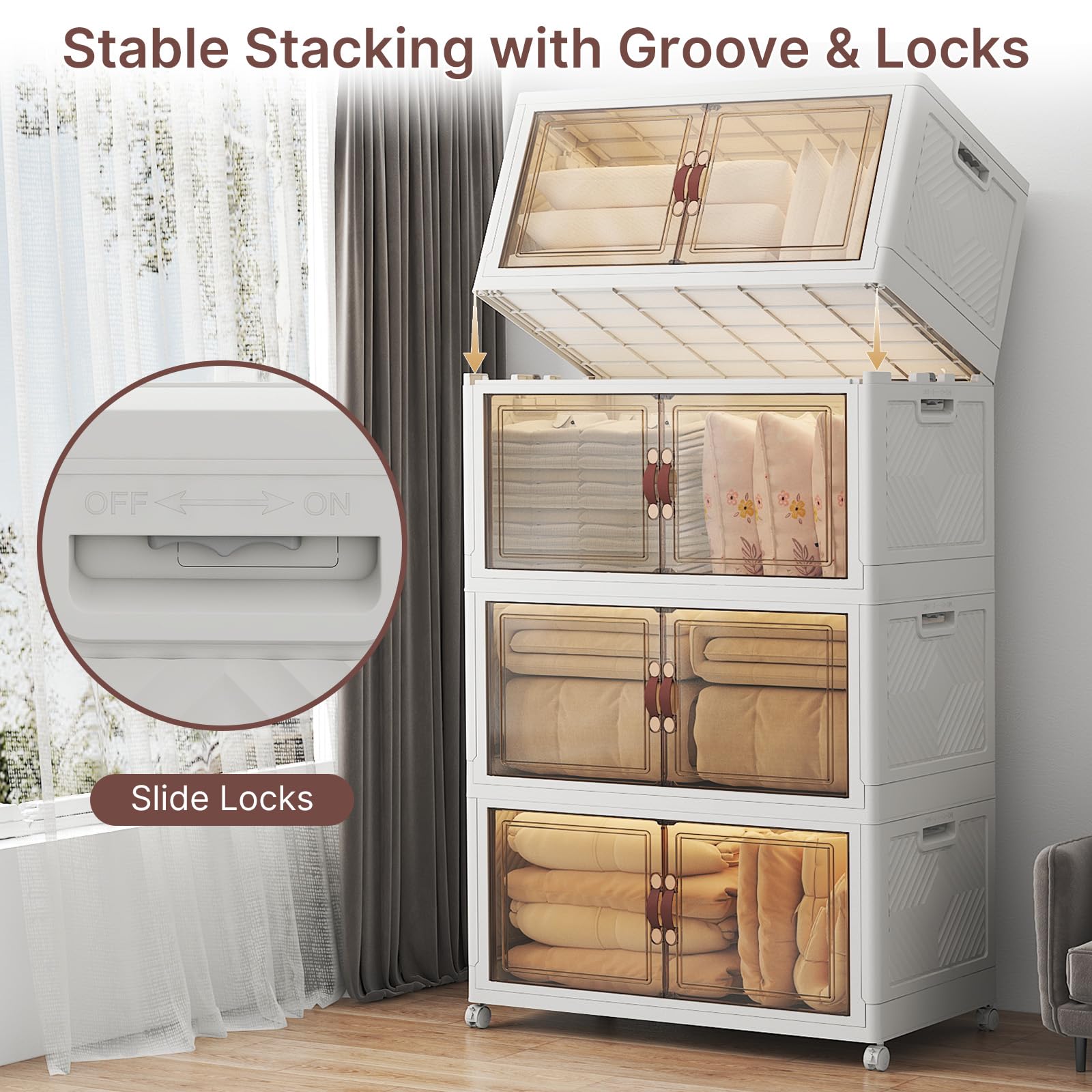 720QT Stackable Storage Bins with Lids (4 Count)