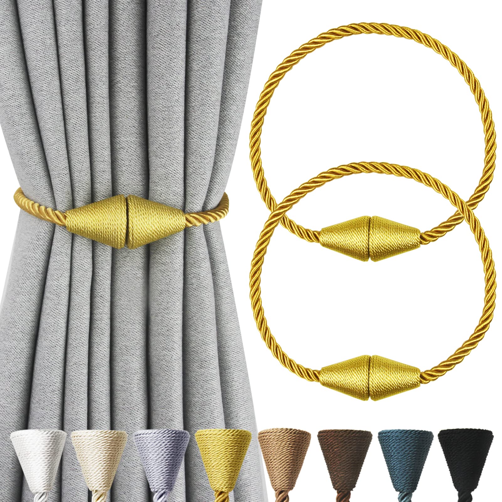 Magnetic Curtain Tiebacks Rope Decorative Holdbacks for Drapes Nieffeiy