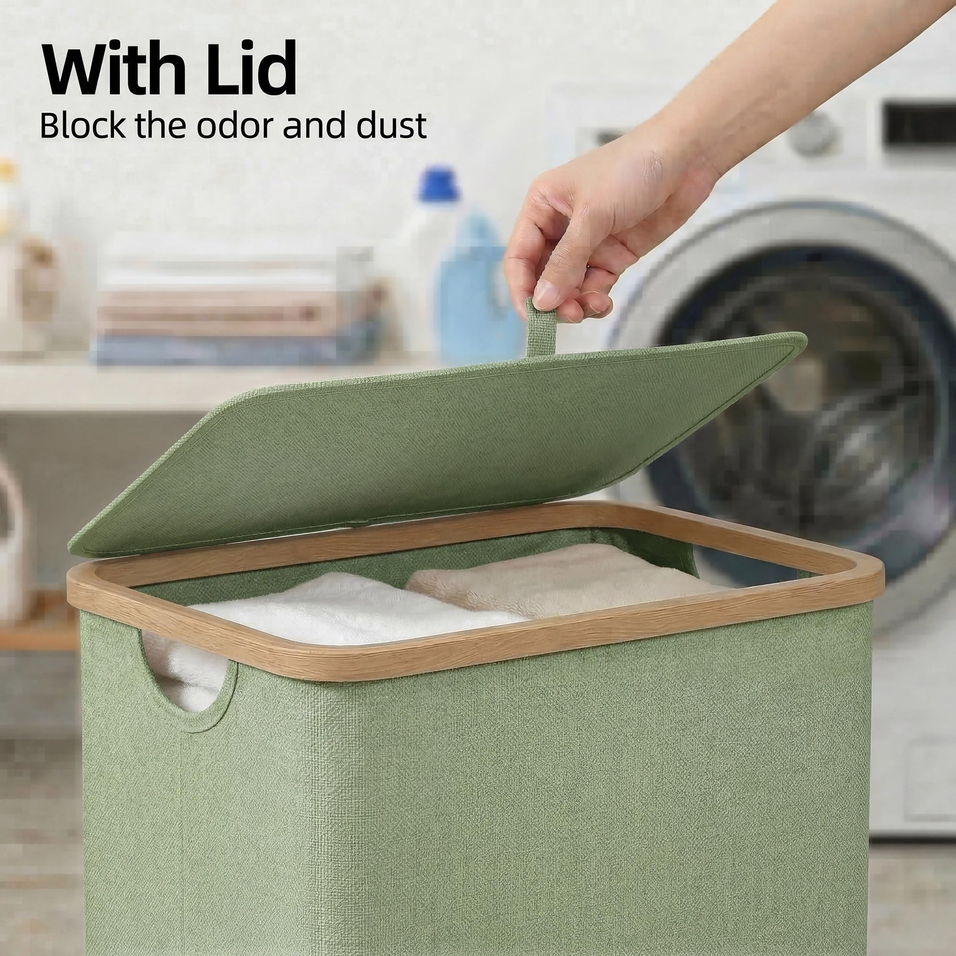 26 Gal Laundry Basket with Lid and Net Bag