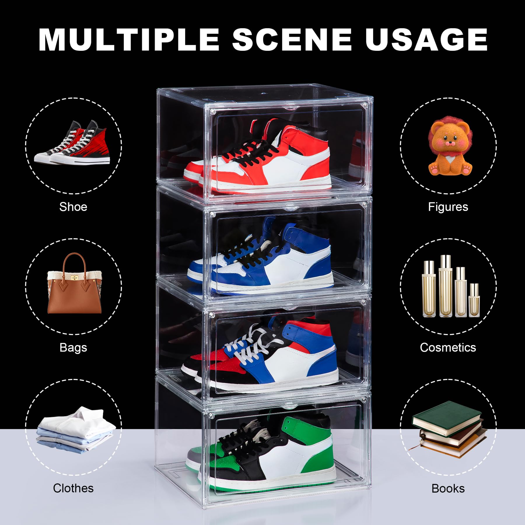 12 Pack Acrylic Shoe Boxes Side Open (12 Count)