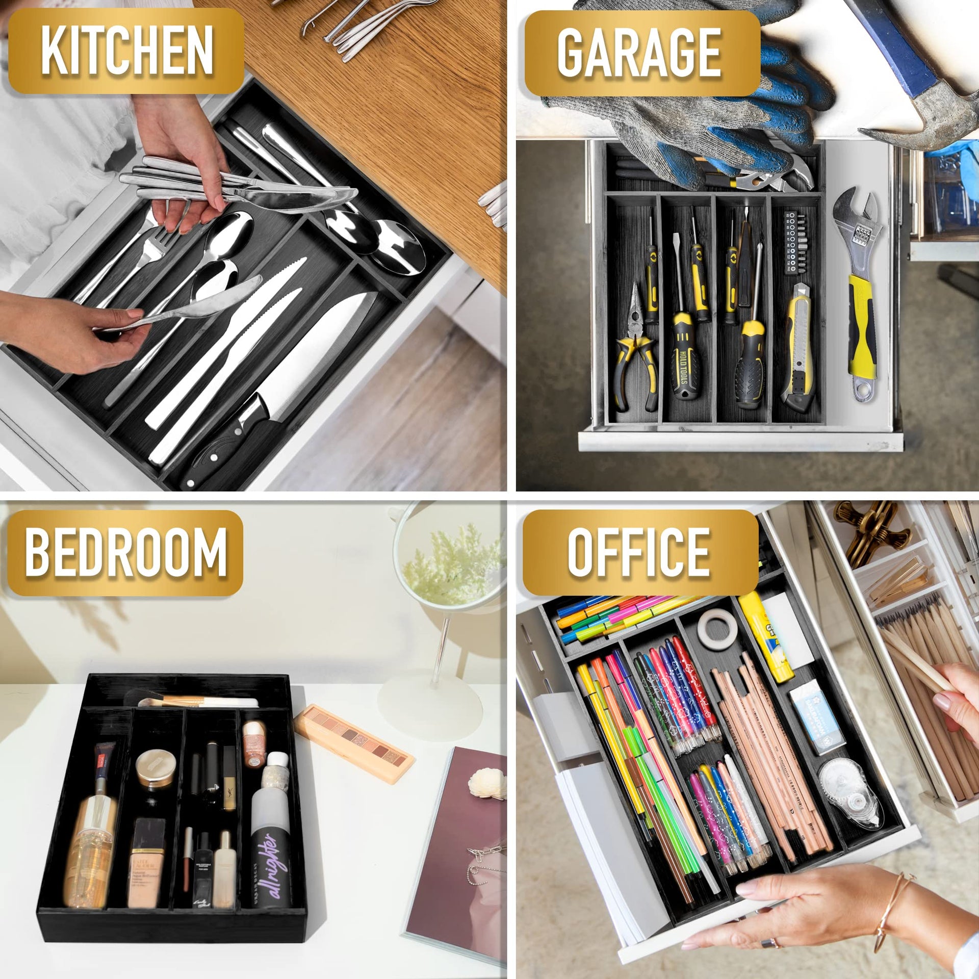 Silverware Organizer Bamboo Kitchen Drawer Organizer Utensil Organizer Silverware Holder Cutlery Organizer in drawer Flatware Organizer Tray