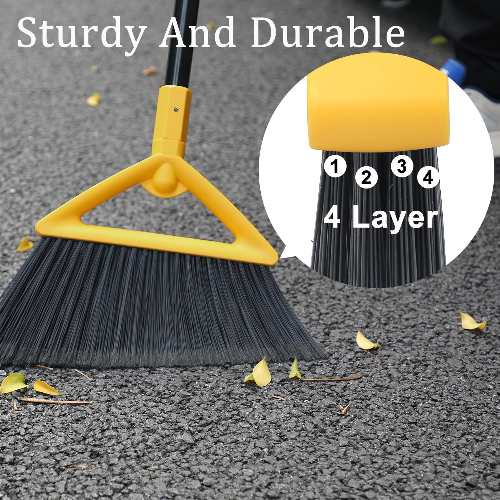 Heavy Duty Yellow Angle Broom with Long Handle (3 Count)