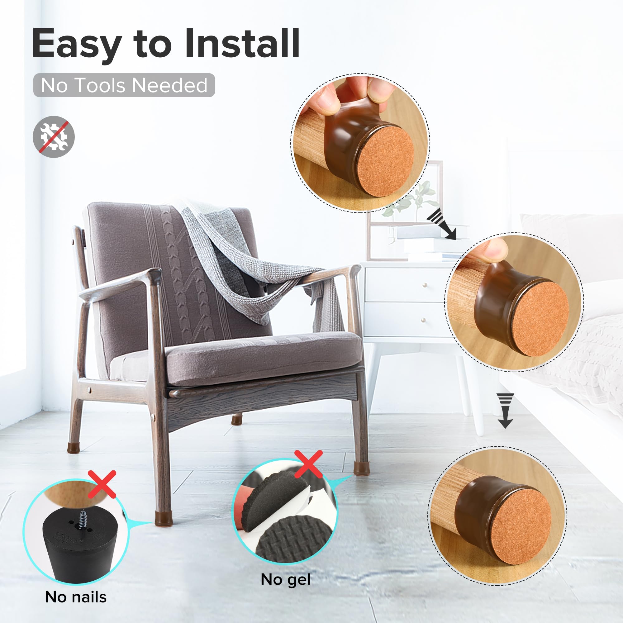 24PCS Upgraded Silicone Chair Leg Floor Protectors for Hardwood Floors (24 Count)