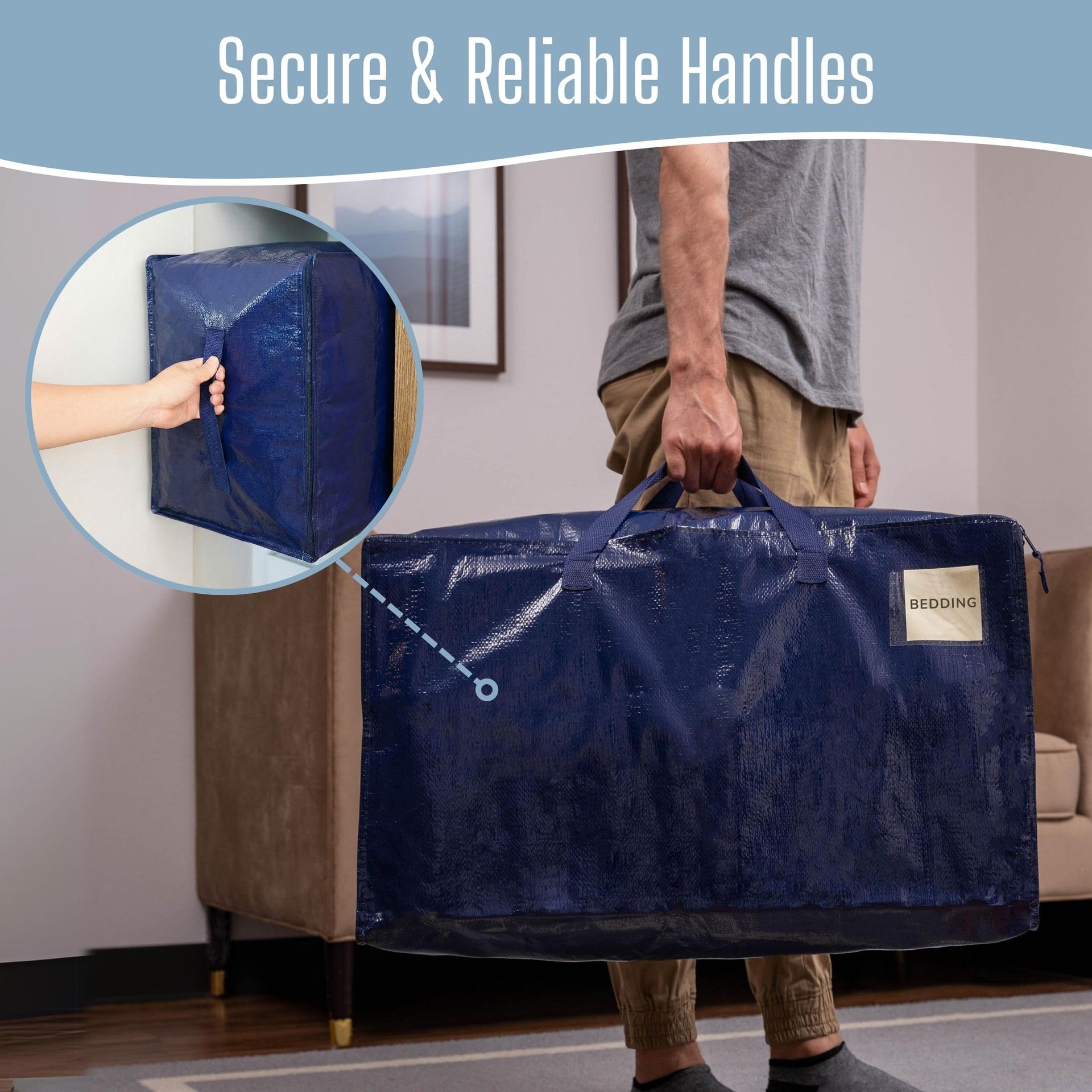 10 Pack Extra Large Heavy Duty Moving Bags with Wide Opening & Reinforced Handles (10 Count)