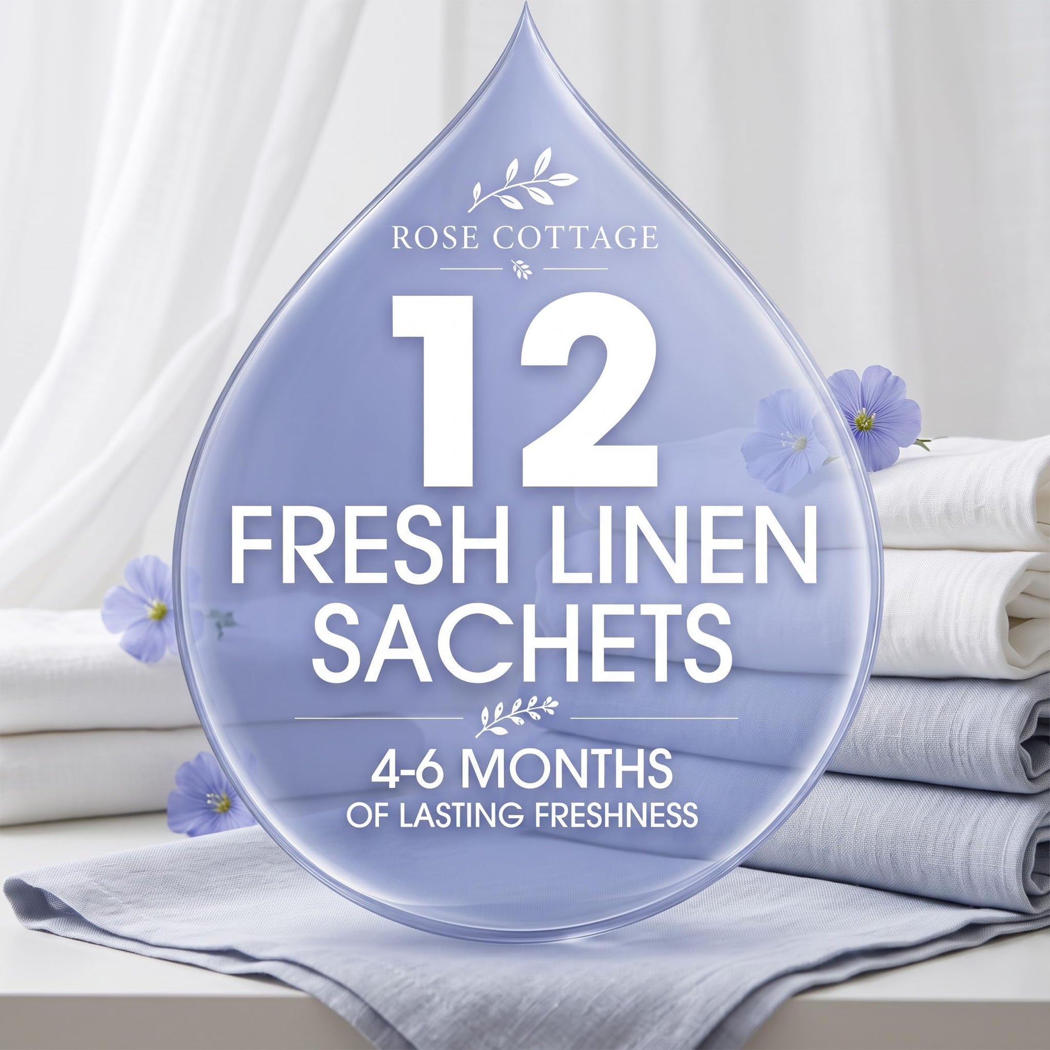 Large 12 Packs Fresh Linen Hanging Scented Sachets Long (12 Count)