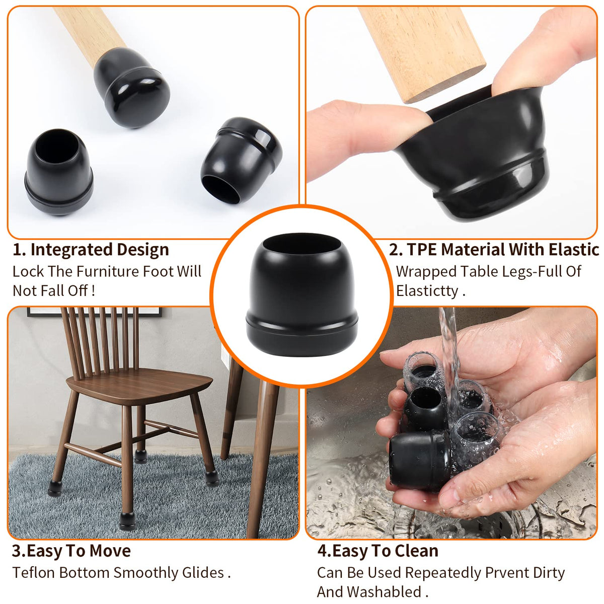 Chair Leg Sliders for Carpet (24 Count)