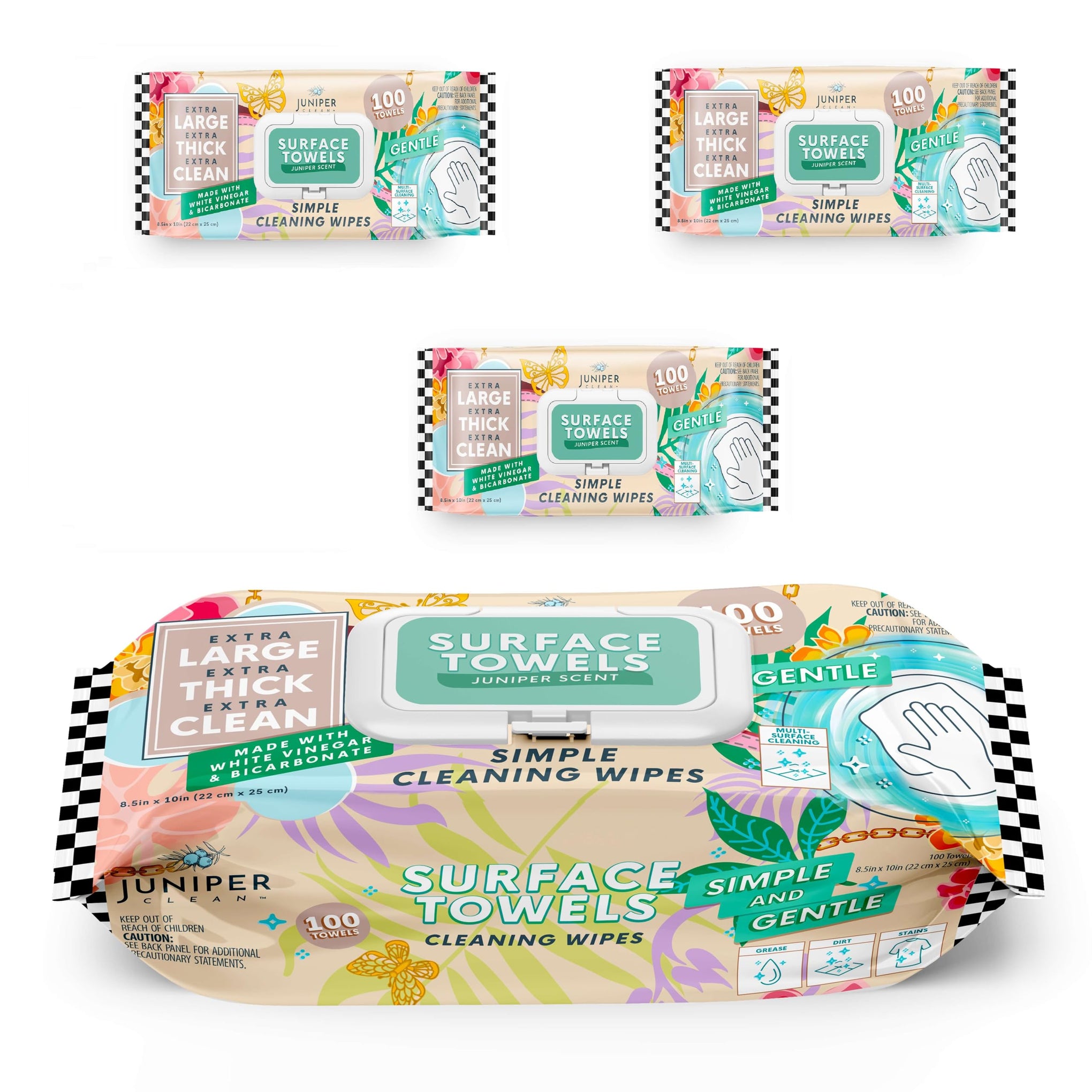 3 Packs Surface Cleaning Wipes Bleach Free (300 Count)