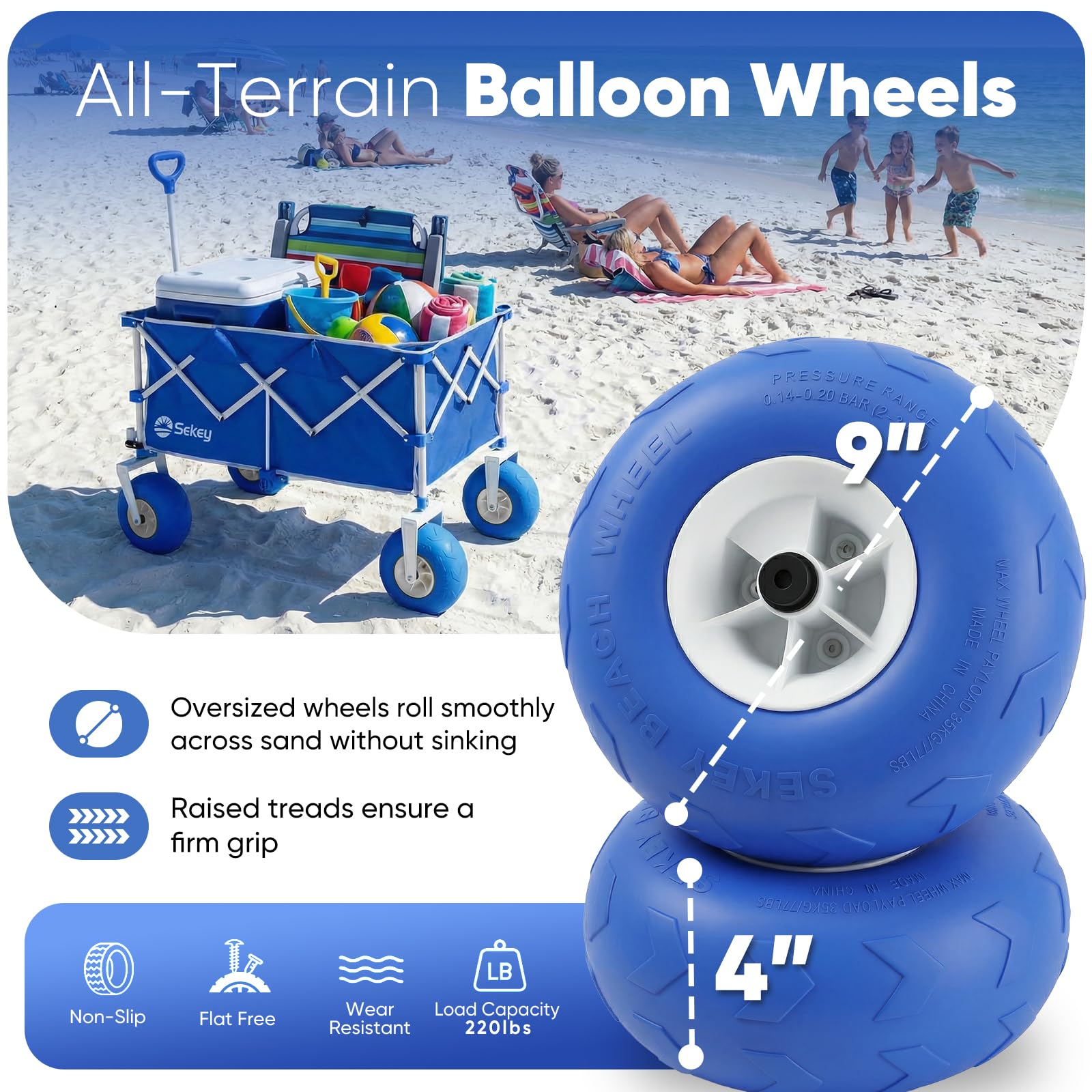 Heavy Duty Beach Wagon with 9" Big Sand