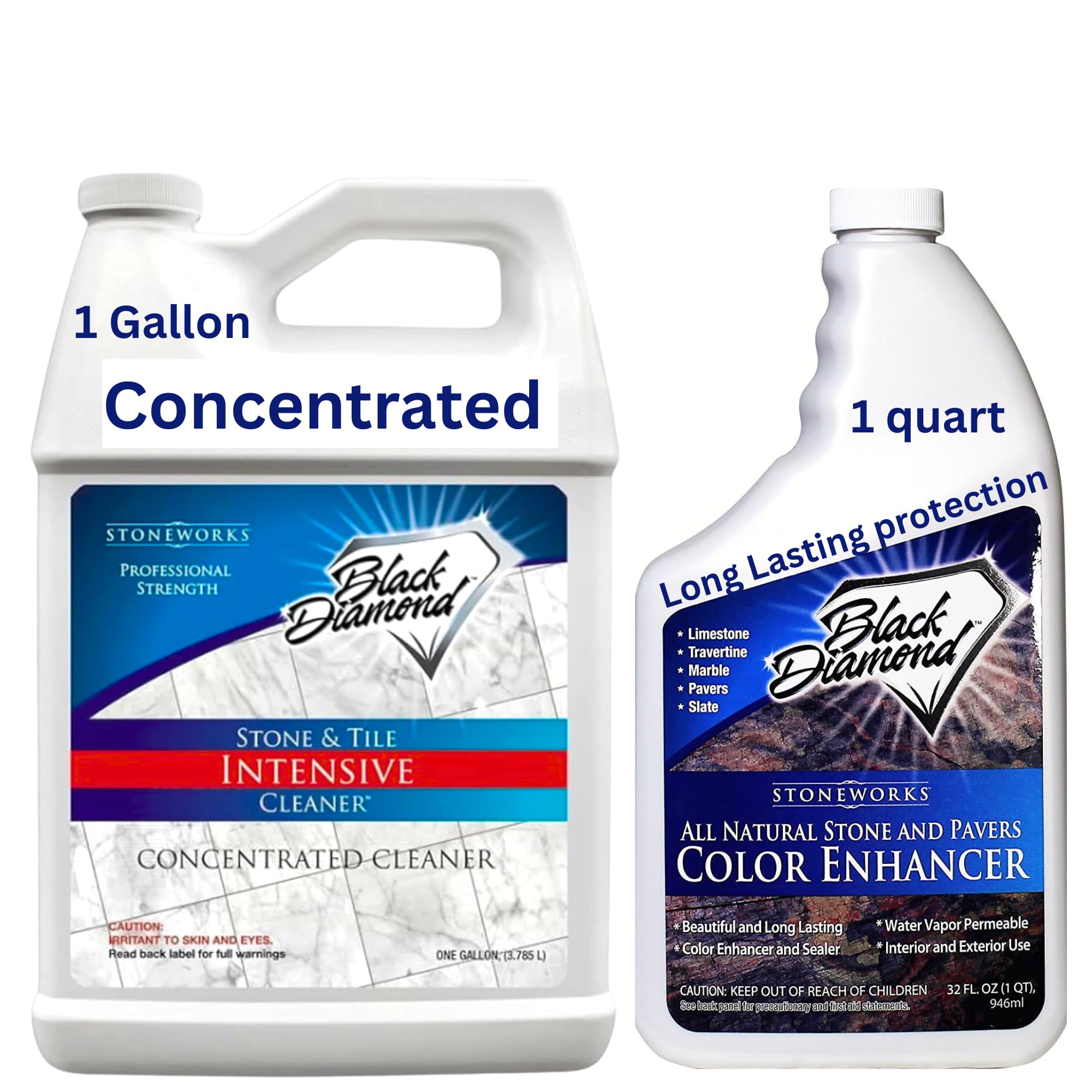 Stone & Tile Intensive Cleaner 1 Gallon + Natural Stone Color Enhancer 1 QT (160 Fl Oz)