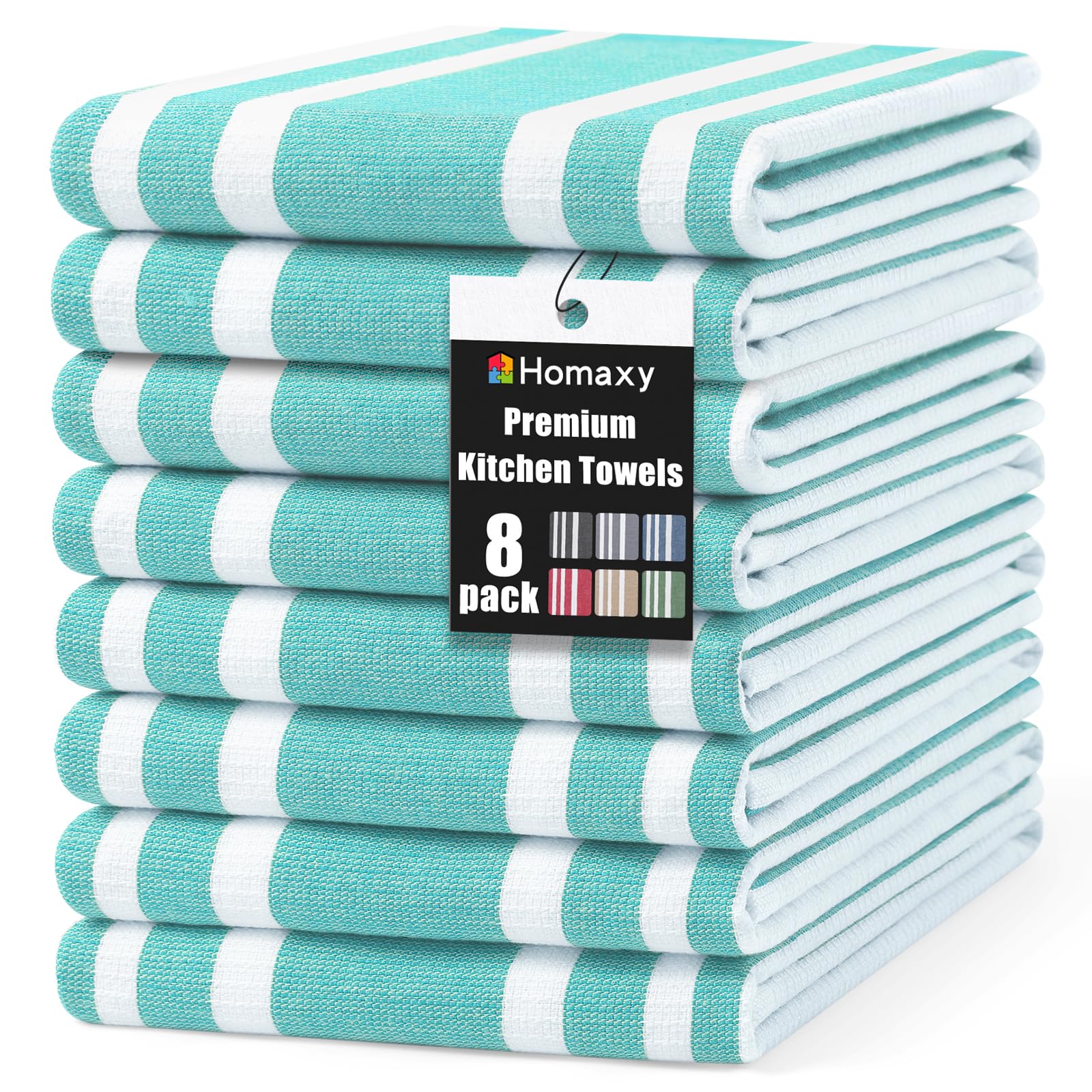 Premium Cotton Stripe Kitchen Towels 8 Pack (8 Count)