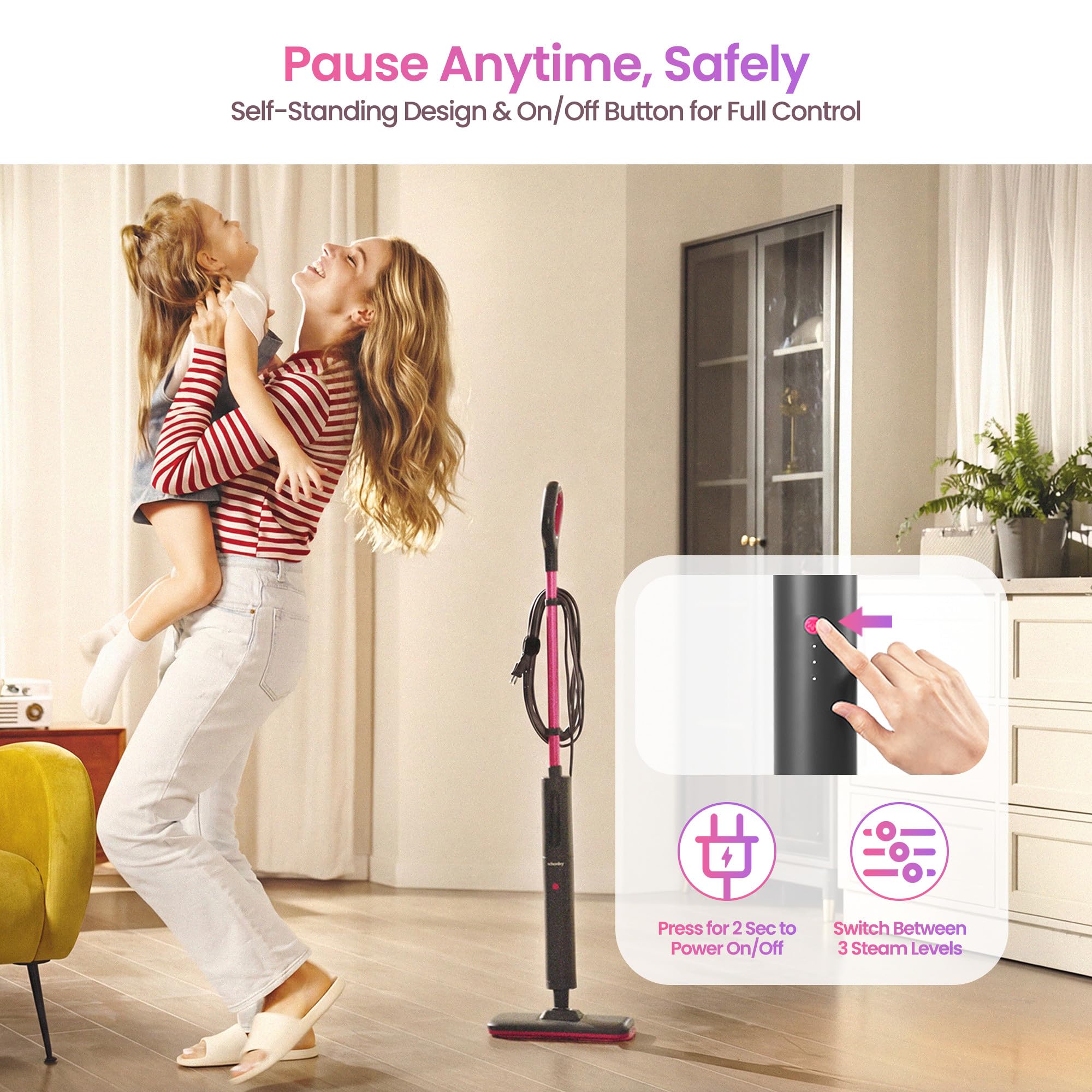 Lightweight Steam Mop for Hardwood Floor Cleaning