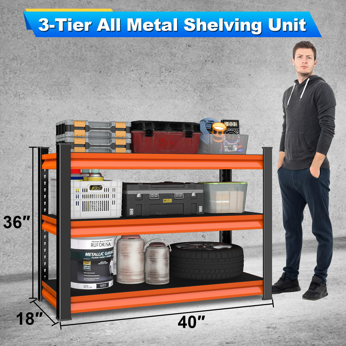 40" W Garage Shelving Heavy Duty