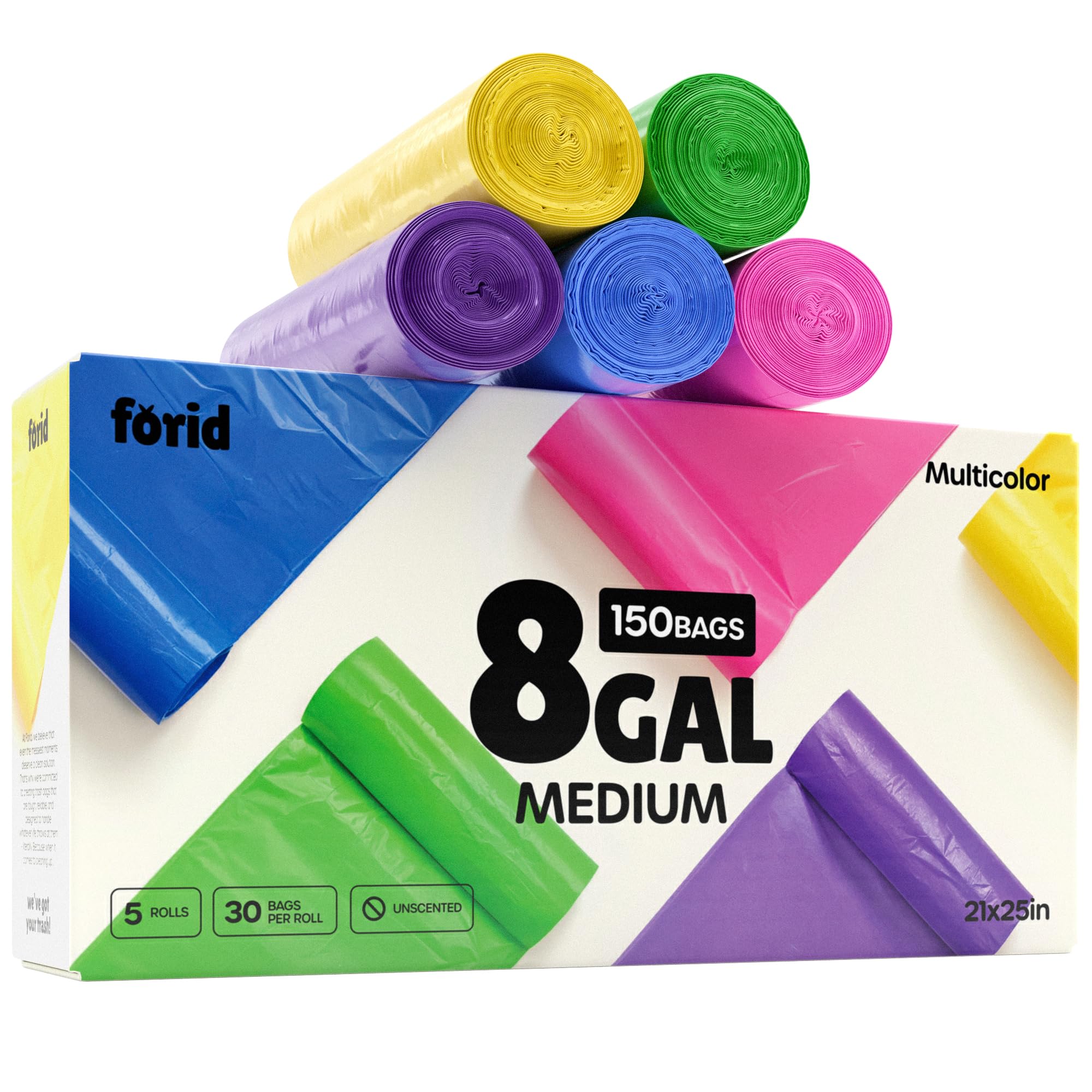 8 Gallon Trash Bags Multi Colored (150 Count)