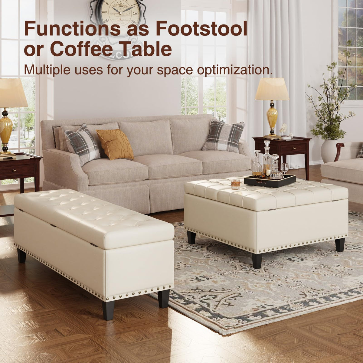 51 Inch Storage Ottoman Bench